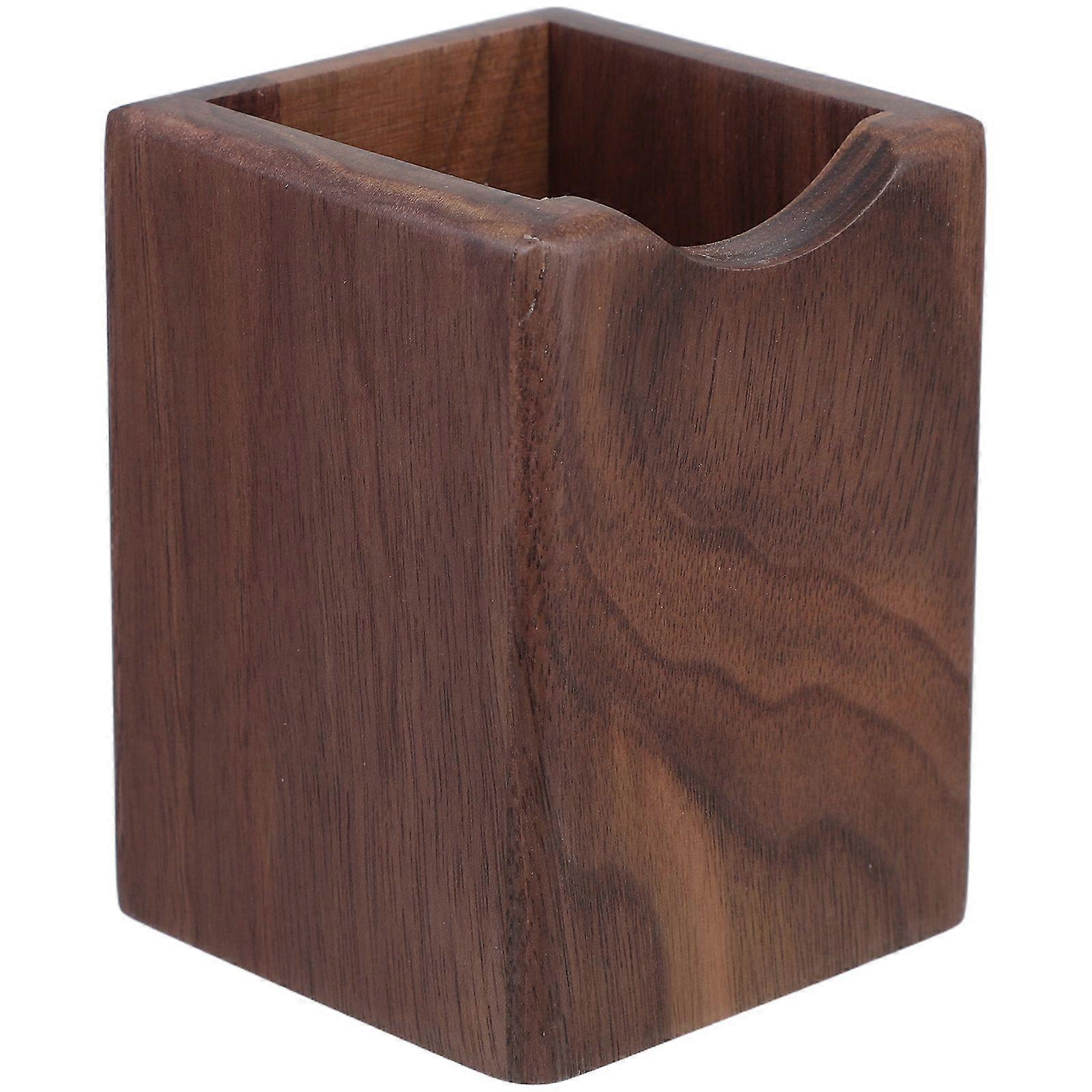 Wooden Pen Box Multiple-Use Desk Organizer Eco Natural Wood Storage Box (Black Walnut)