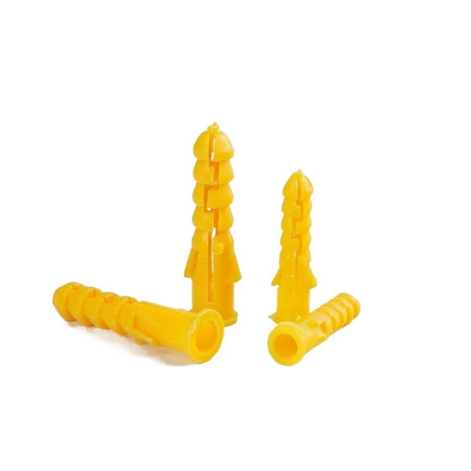 M6 Wall Plugs 100Pcs Ribbed Plastic Anchors for Self-Tapping Screws 40mm Expansion Tube Raw Plugs