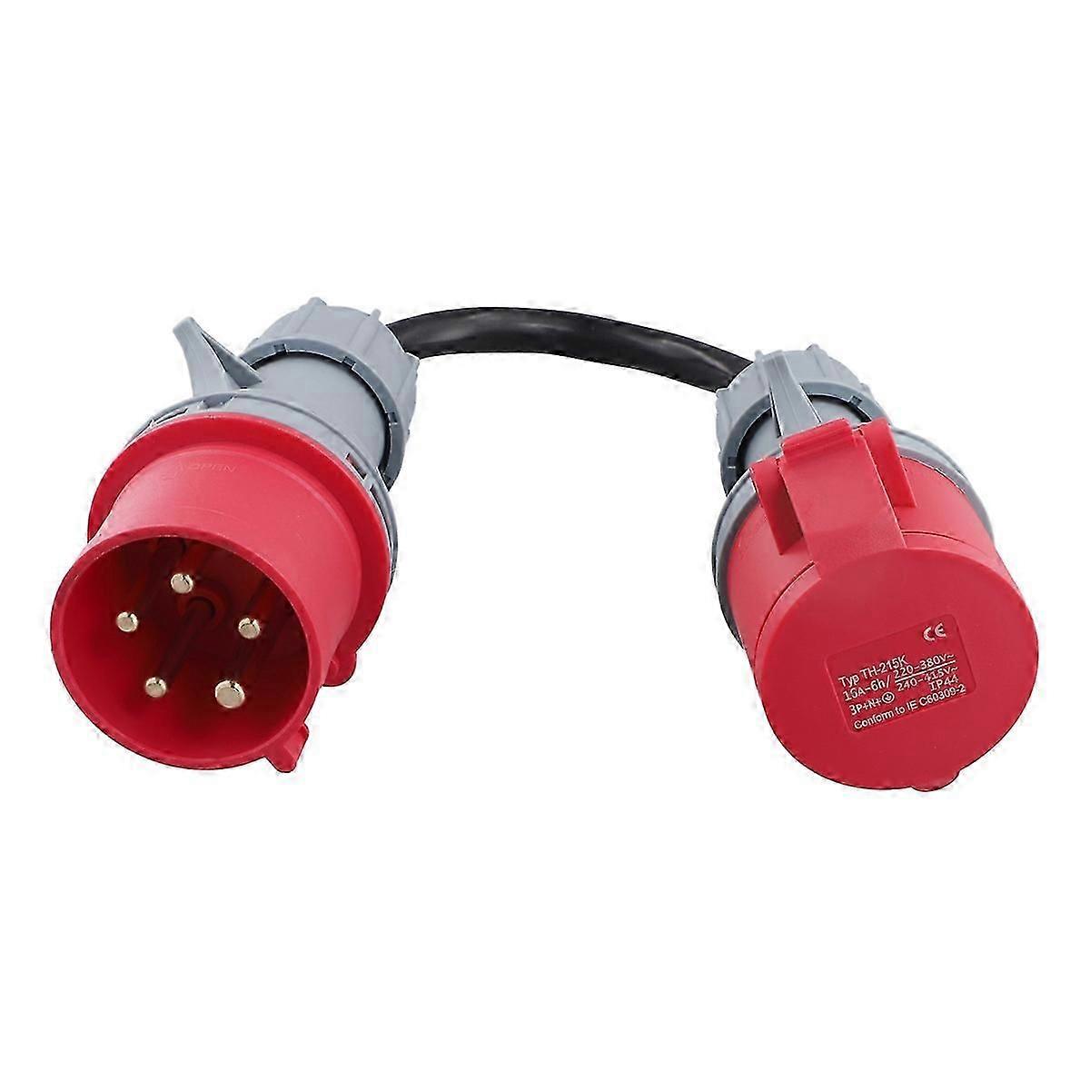 5-poliger roter CEE-Adapter, 32A-Stecker auf 16A-Buchse