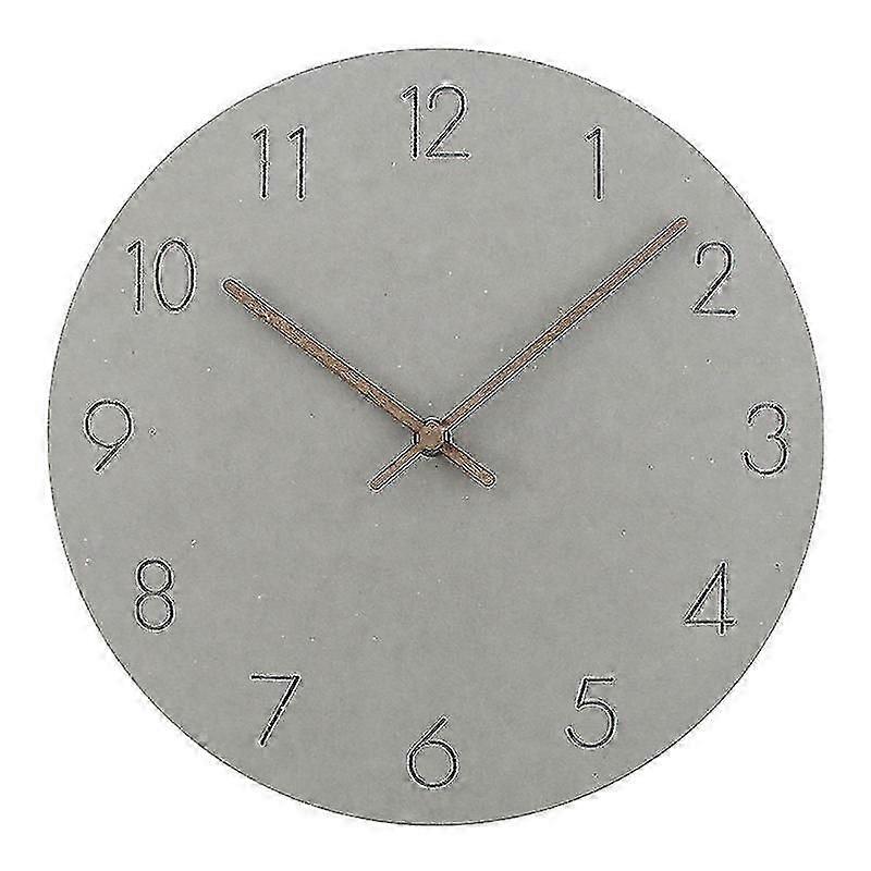 Modern Simple Round Wall Clock Classics Silent Wood Clock -grey