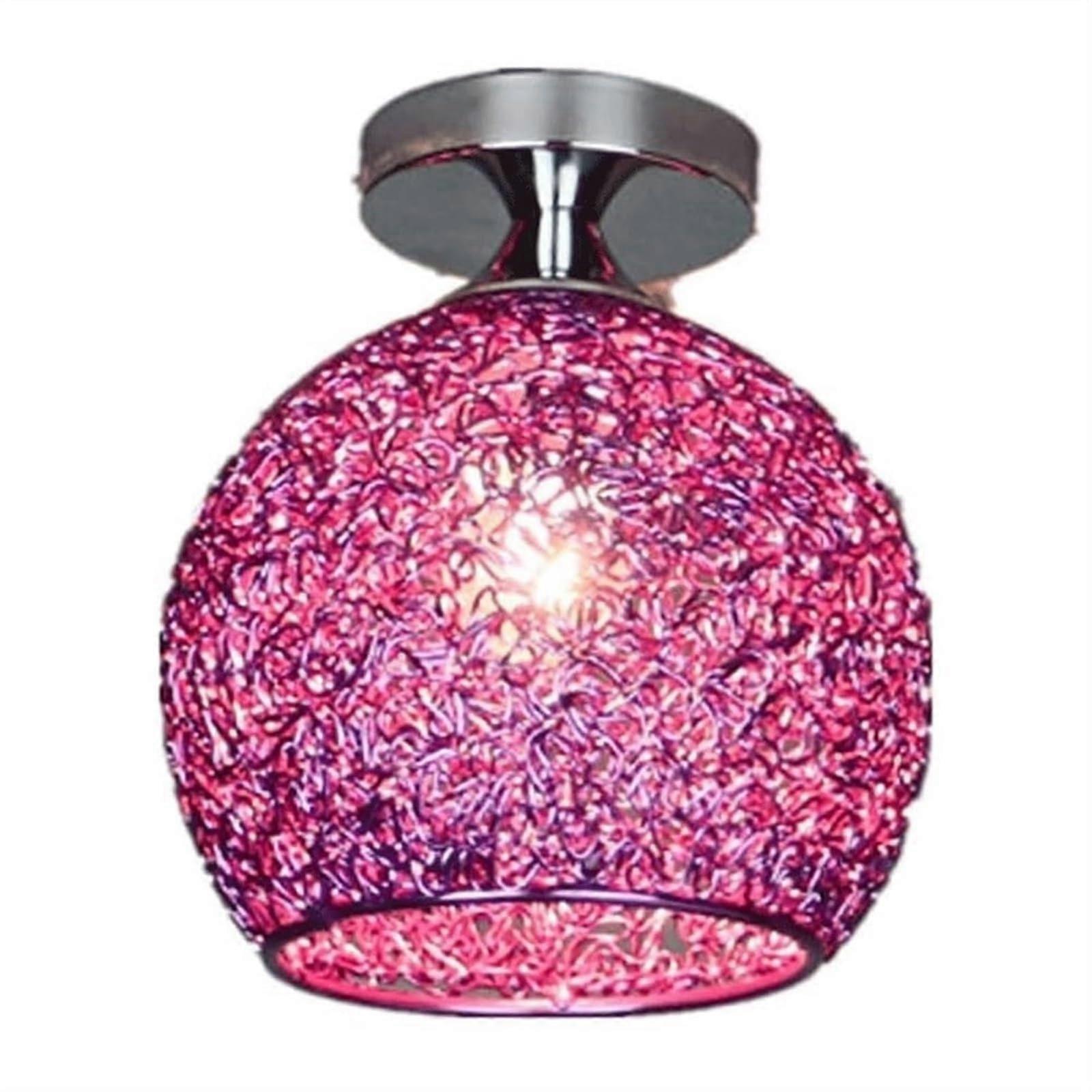 Flush Mount Ceiling Light Fixtures Semi Flush Mount Ceiling Lamp Aluminum Wire Globe Ceiling Light (Color:Purple)