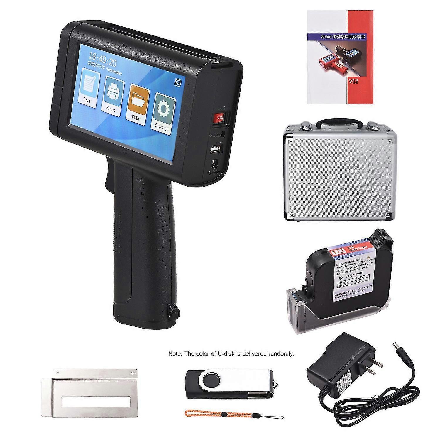 (Us Plug) Handheld Printer Portable Inkjet Printer 600dpi High Definition Inkjet Code Printer With 4.3 Inch Le