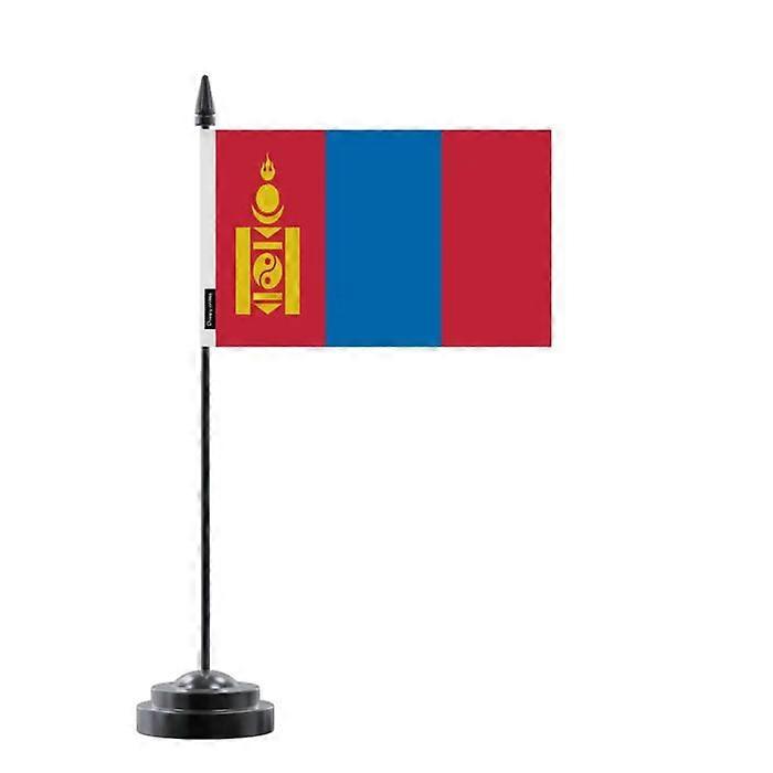 Table Flag - Mongolia - 14 x 21 cm - Polyester - Plastic Pole - Double-Sided Print