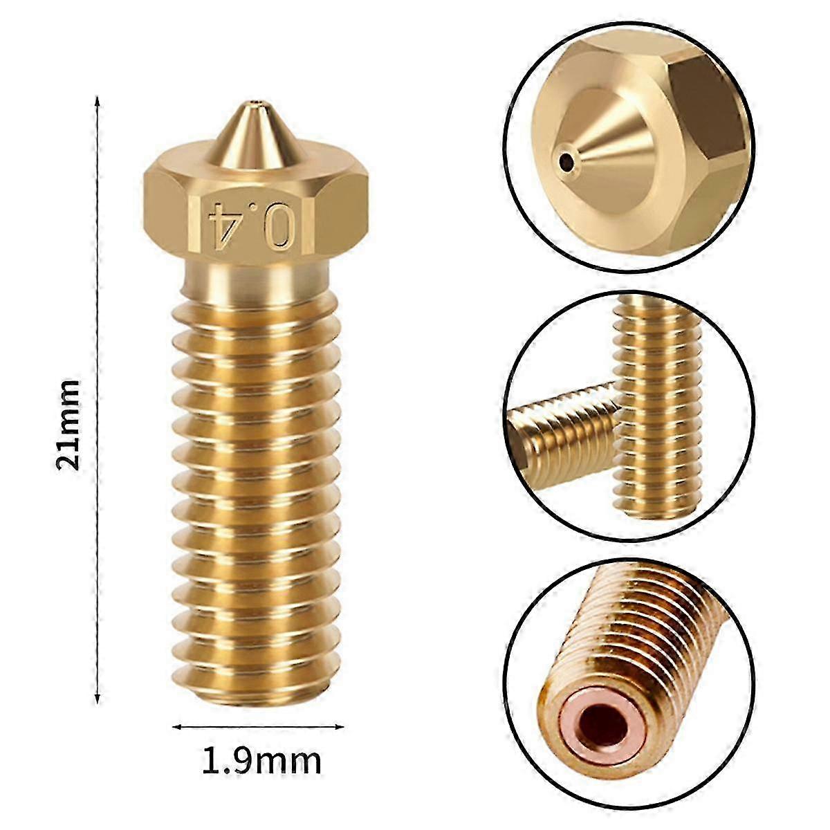 3Pc 0.6mm Brass High Flow Nozzles for Volcano, 3-Hole Print Head Compatible with 1.75mm 3D Printer