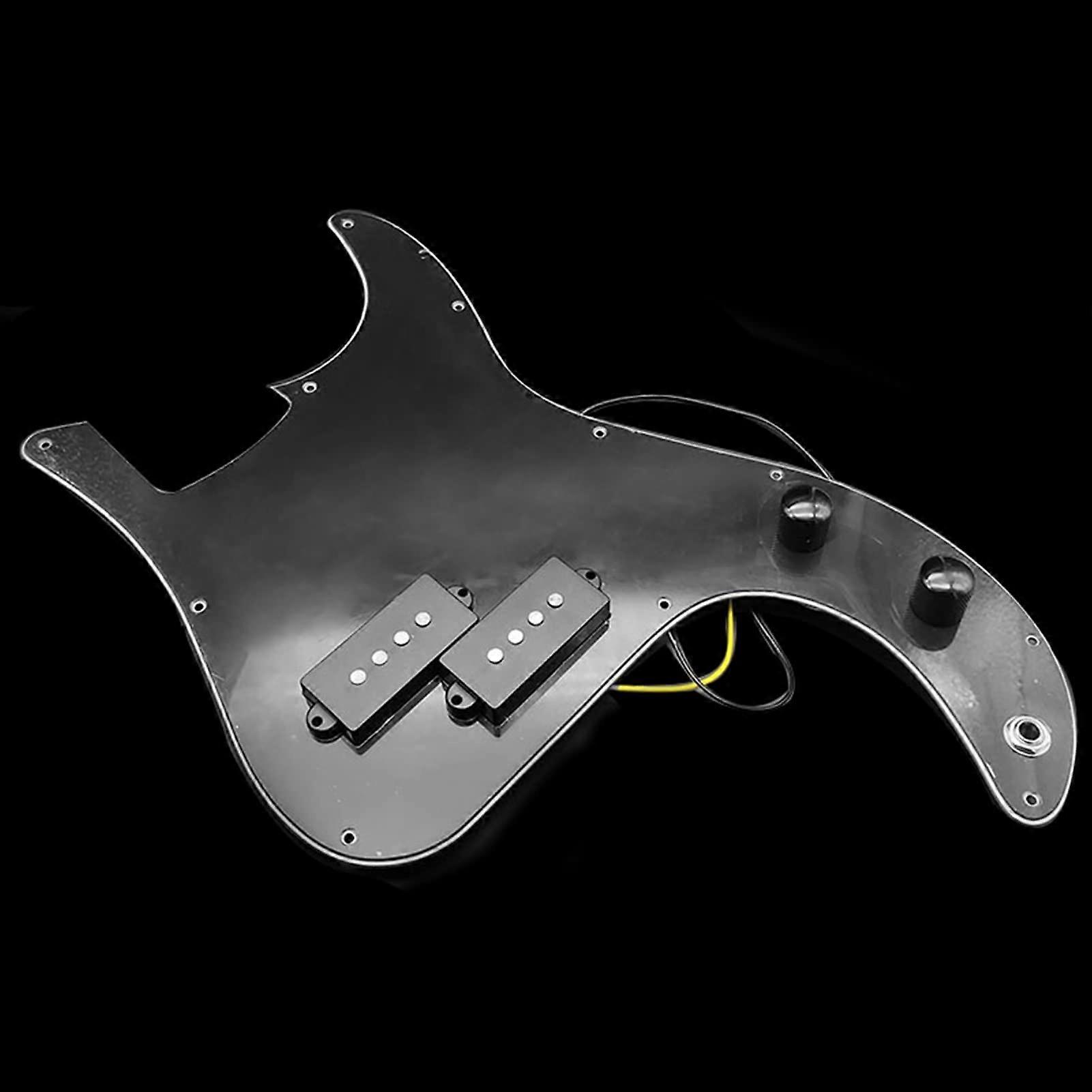 Prewired Loaded Pickguard for Precision Bass Electric Guitar, Black White 3 Ply PB Pickups, Compatible with Standard Models