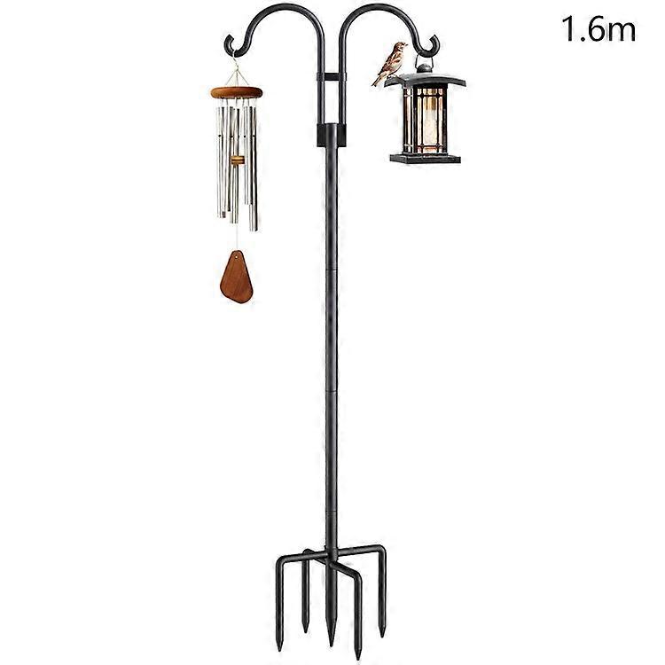 JL01 1.6m Double Shephards Hooks for Bird Feeder Stand with 5 Prong Base for Hanging Solar Lantern