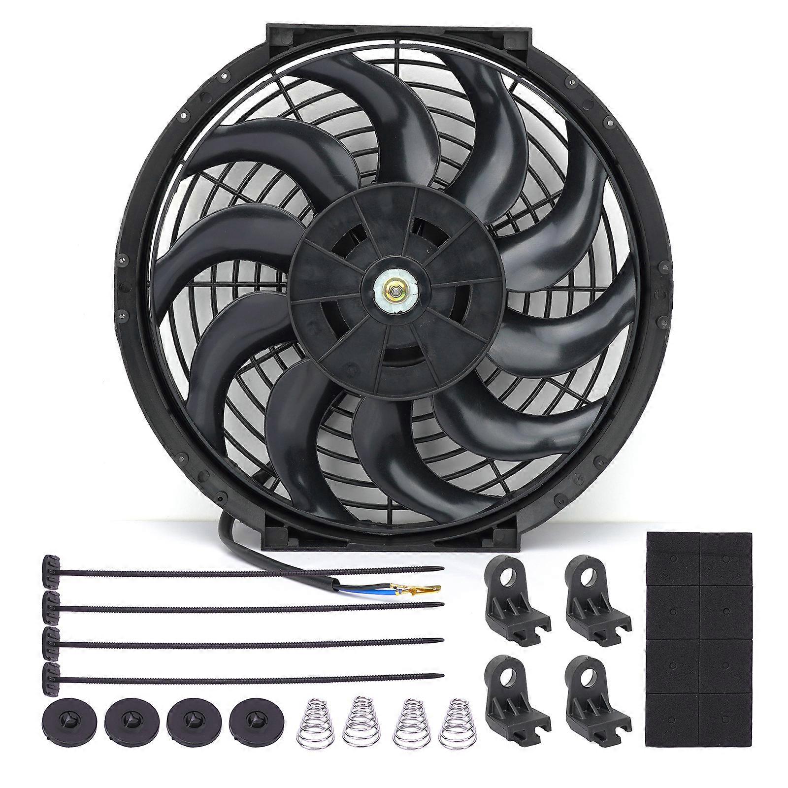 7/10/12Inch Space Saving 12V Powerful 80W Automotive Cooling Fan Radiator with Low Noise For Improved Engine Longevity