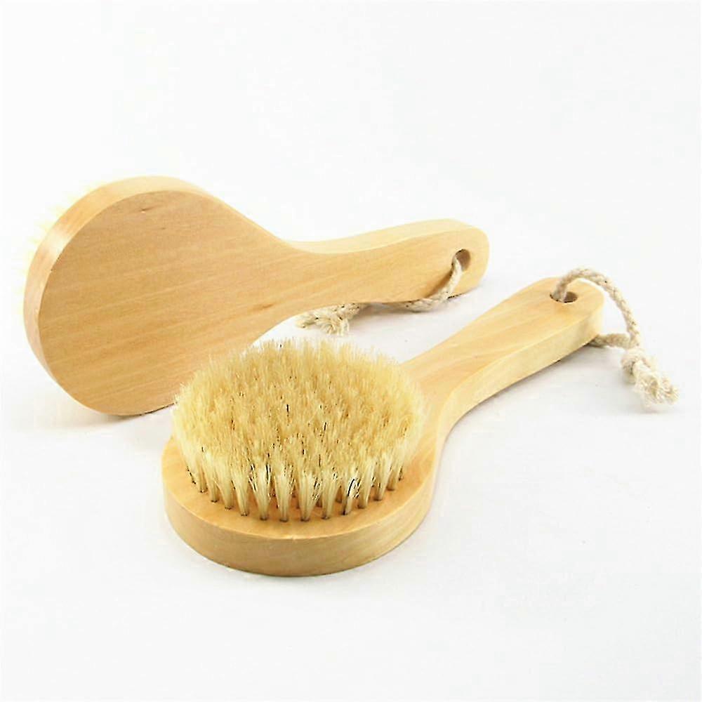 Short handle natural bristle bath brush 2025