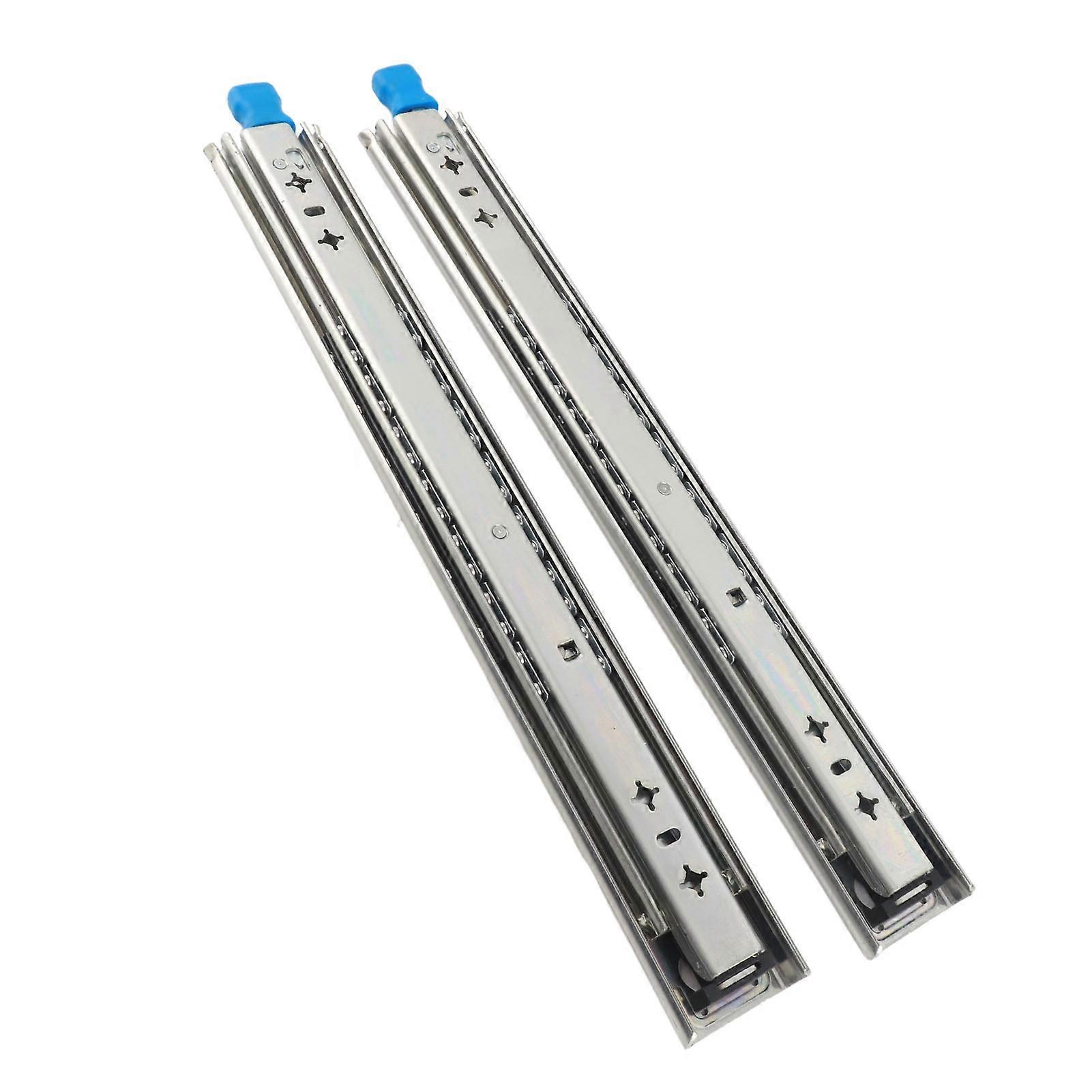 2PCS Heavy Duty Locking Drawer Slide Cold Rolled Steel 3 Sections Thickened Bearing Cabinet Locking Rail with Lock