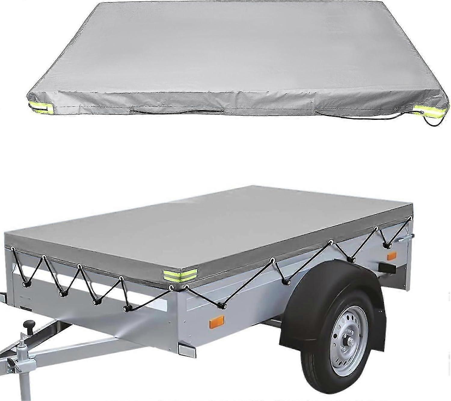 قماش مشمع مقطورة مسطح، 208 × 114 × 13 سم، مقاوم للغبار، مناسب لمقطورة 750 كجم، رمادي