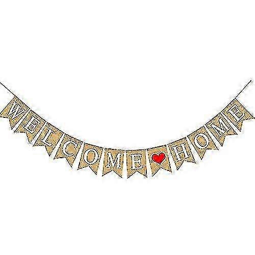 おかえりなさいバナーホオジロ、3メートルの素朴な黄麻布ホオジロバナー、楽しい集まりのための家族のお祝いの装飾バナー