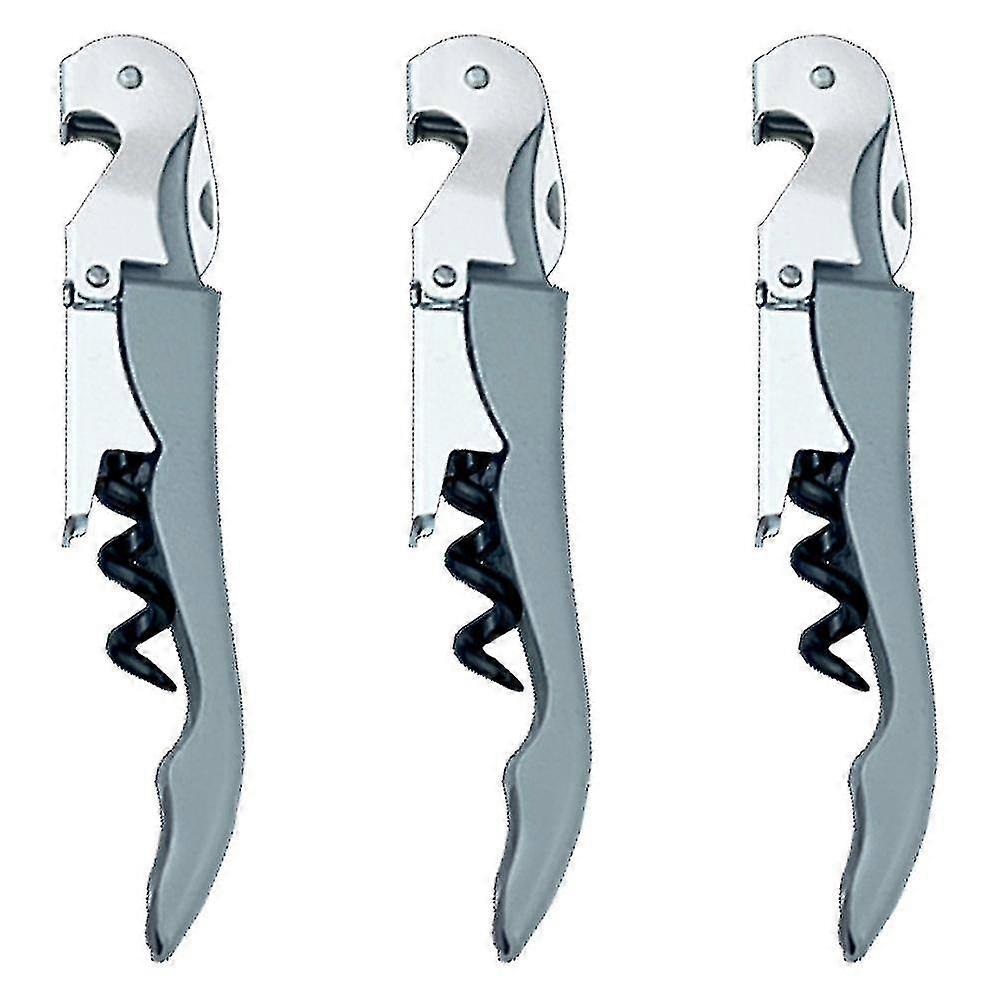 ウェイターのコルク栓抜き、ソフトタッチのダブルヒンジワインオープナー、ワイン愛好家へのギフト-グレー