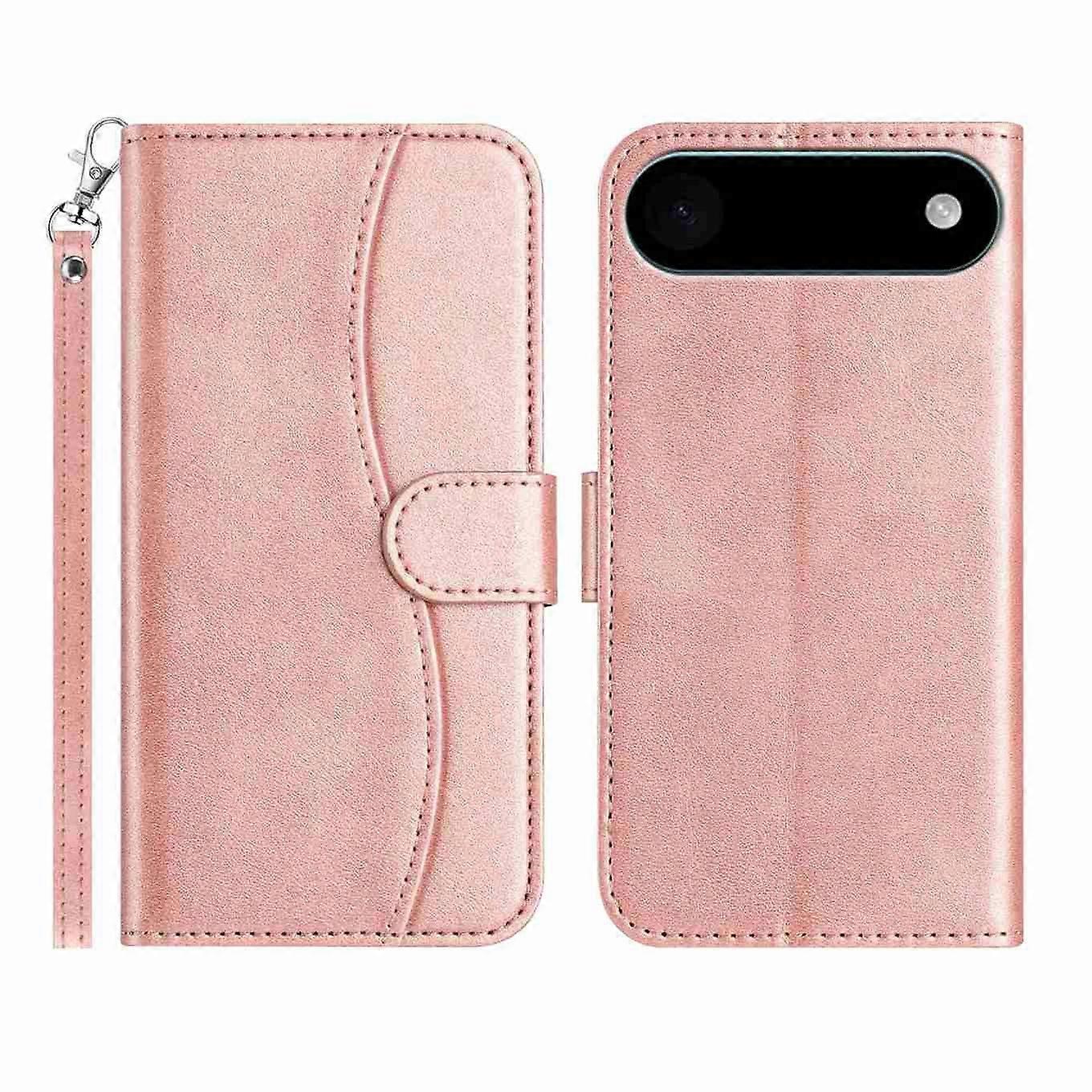 Stand Case for iPhone 17 Air PU Leather Wallet Phone Cover S Shape Stitching Design with Strap