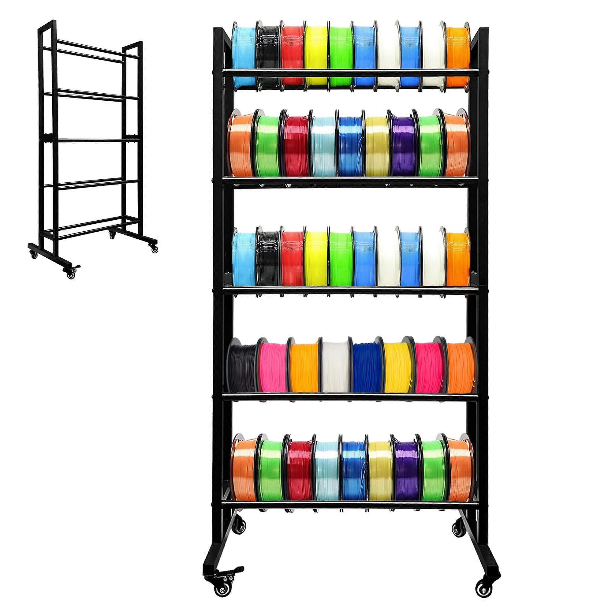 3D Printer Filament Storage Rack 5 Tier, Filament Storage, Rolling Holders with Wheels, Shelf