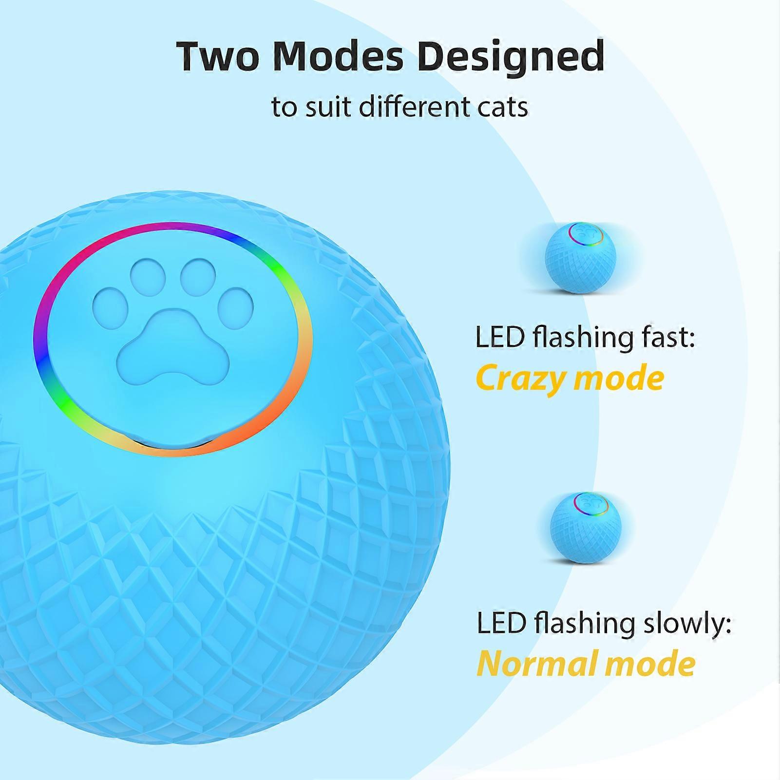 Cat Toy Ball 55mm LED Light Dual Mode, Type-C Rechargeable