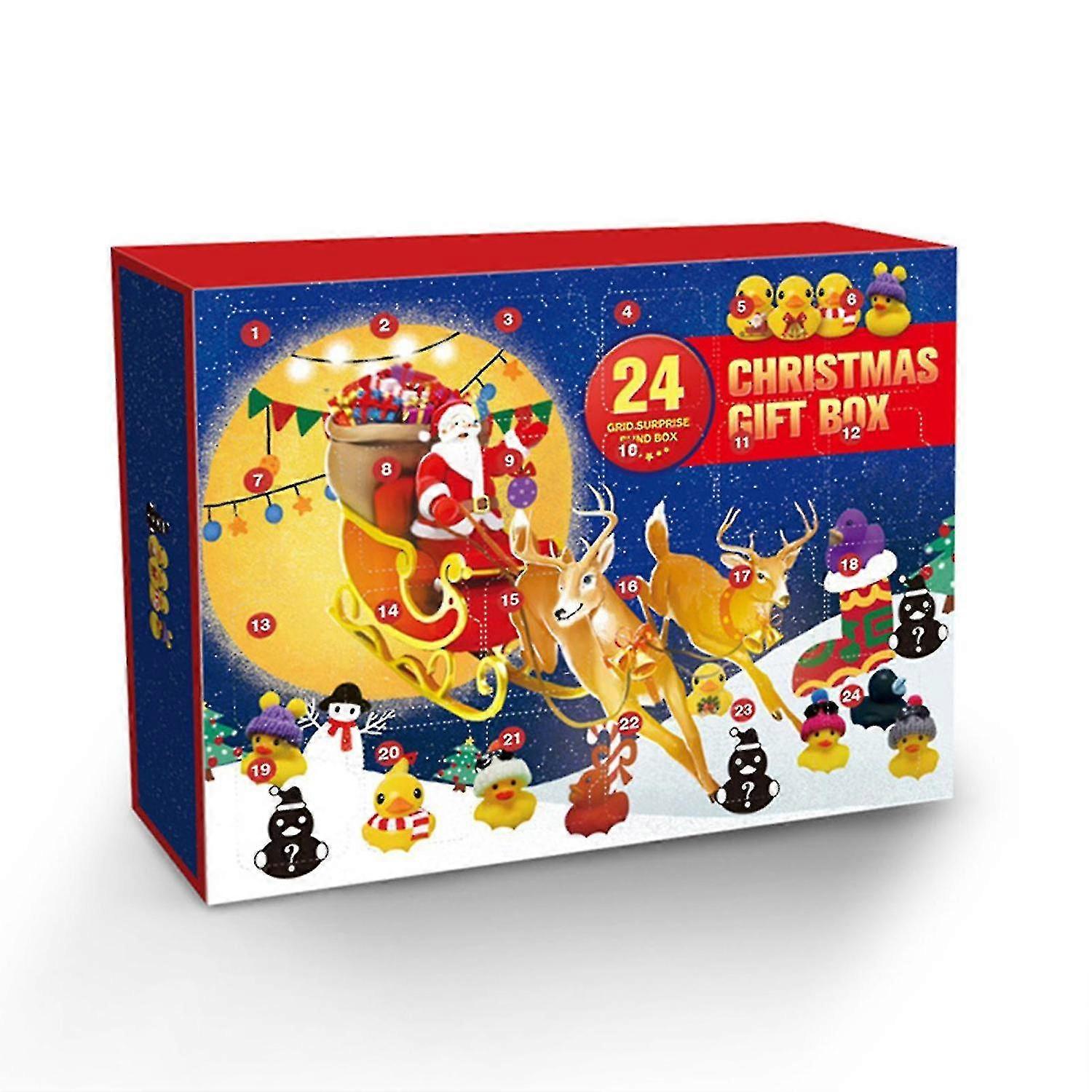 2025 24 Grids Rubber Christmas Duck Advent Calendar Creative Float Squeaky Sound Duck for Baby Children B