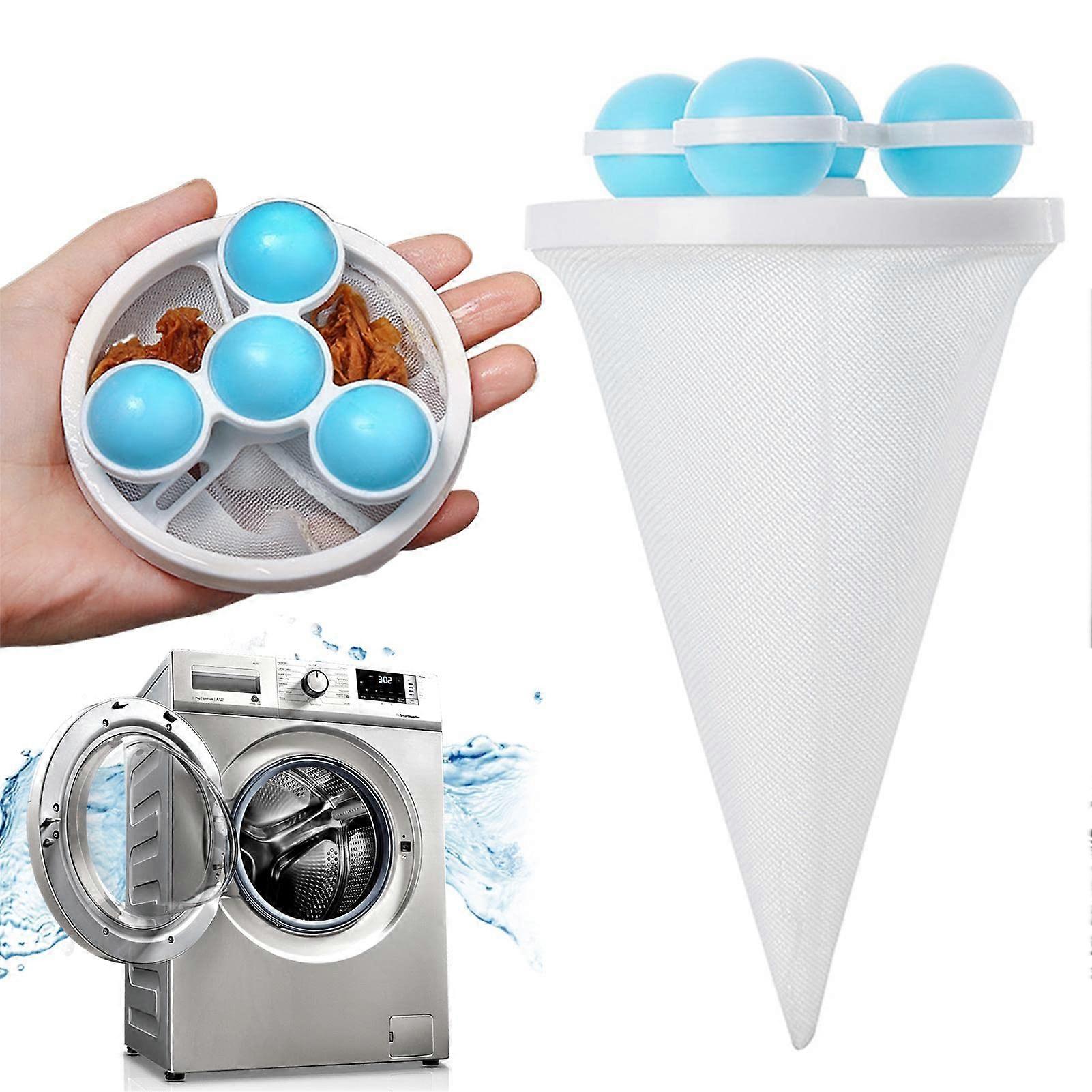 Floating Hair Filter Net Removal, 1 x Upgrade Hair Catcher, Reusable Hair Remover with Floating Balls for Laundry