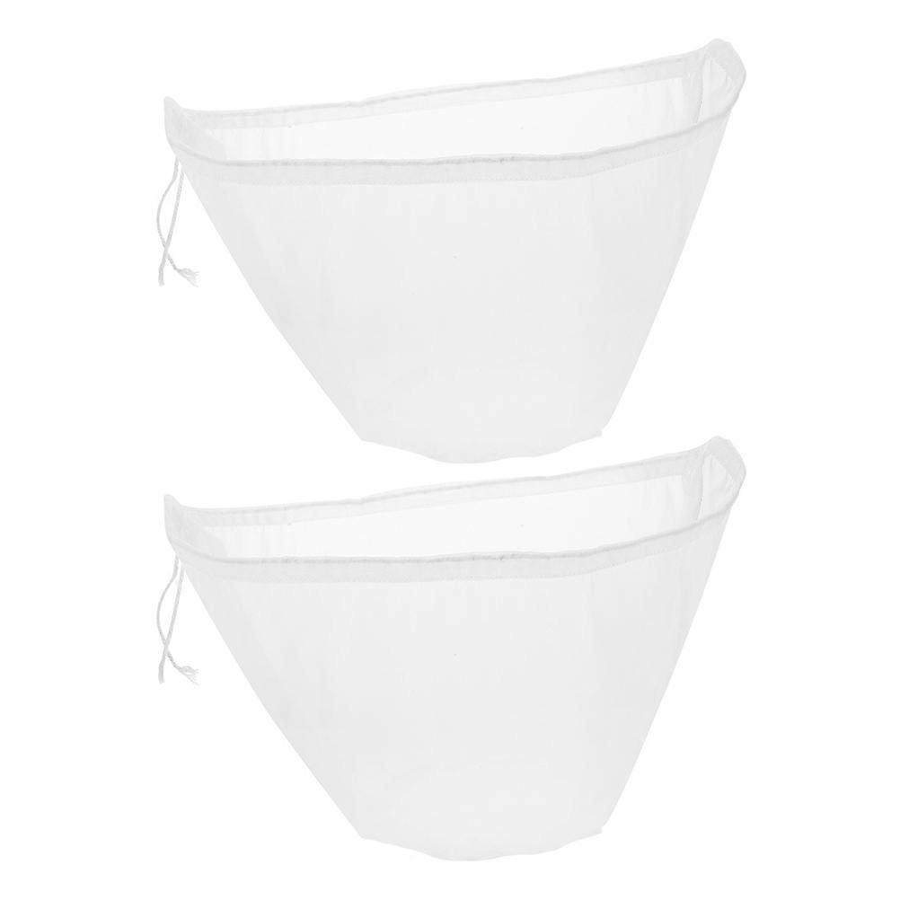 2pcs Reusable Fine Mesh Food Strainer Bags with Drawstring for Soybean Milk, Cheese, Fruit, and Vegetable Straining – Easy Clean Multipurpose Brew
