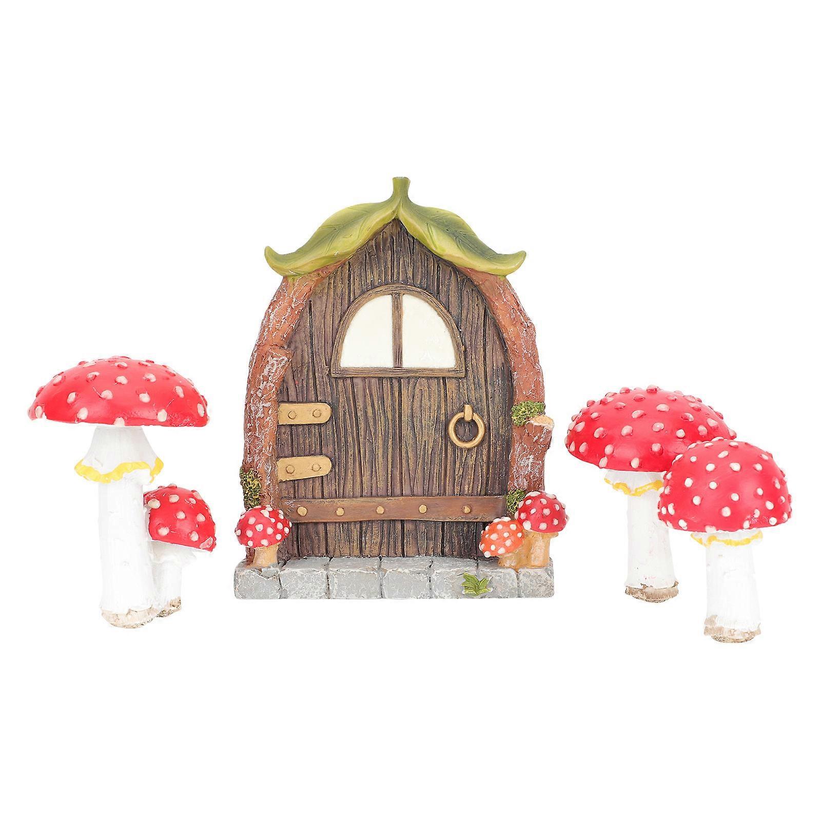 Glowing Mushroom Decoration Miniature Door Mushroom Fairy Garden Decor Garden Enthusiasts Noctilucence Design 5Cm 1Set