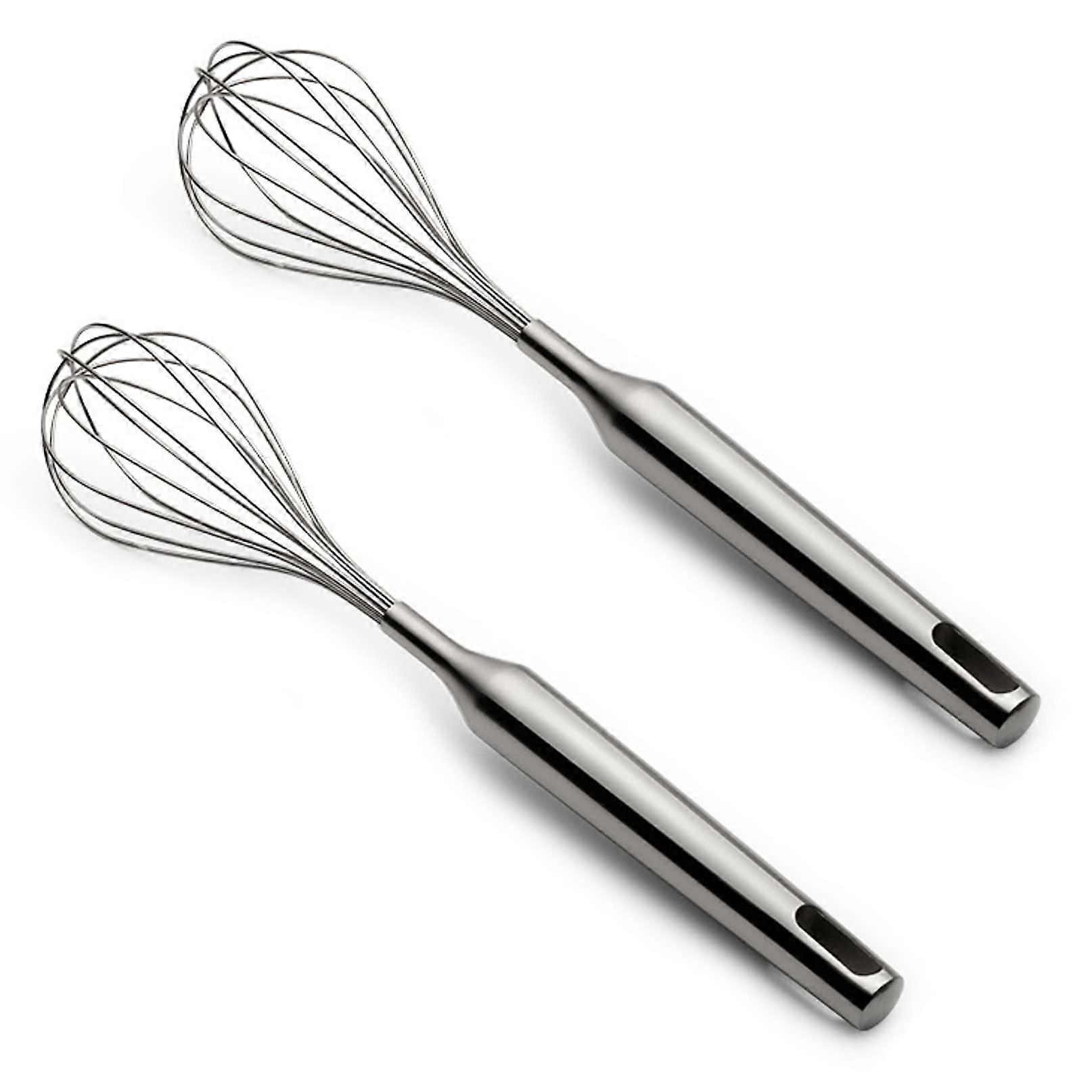 Stainless Steel Whisk Set of 2, 31cm Balloon Whisk for Mixing, Egg Beater, Manual Butter Mixer, Coil Whisk