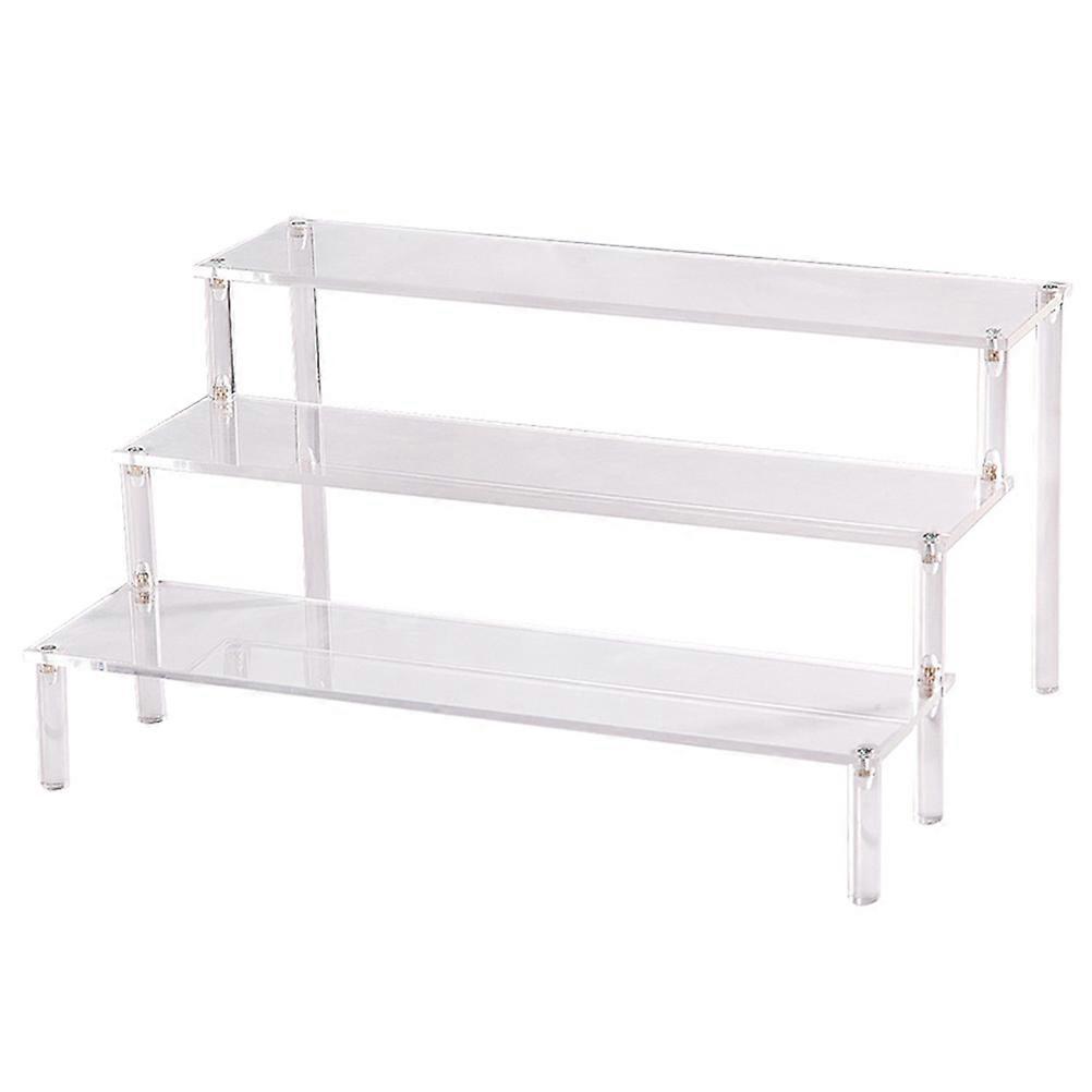 Display Stand Shelf Acrylic 3-Layer Storage Rack Stepped Shelf Cosmetic Organizer Transparent 20cm 1Pack