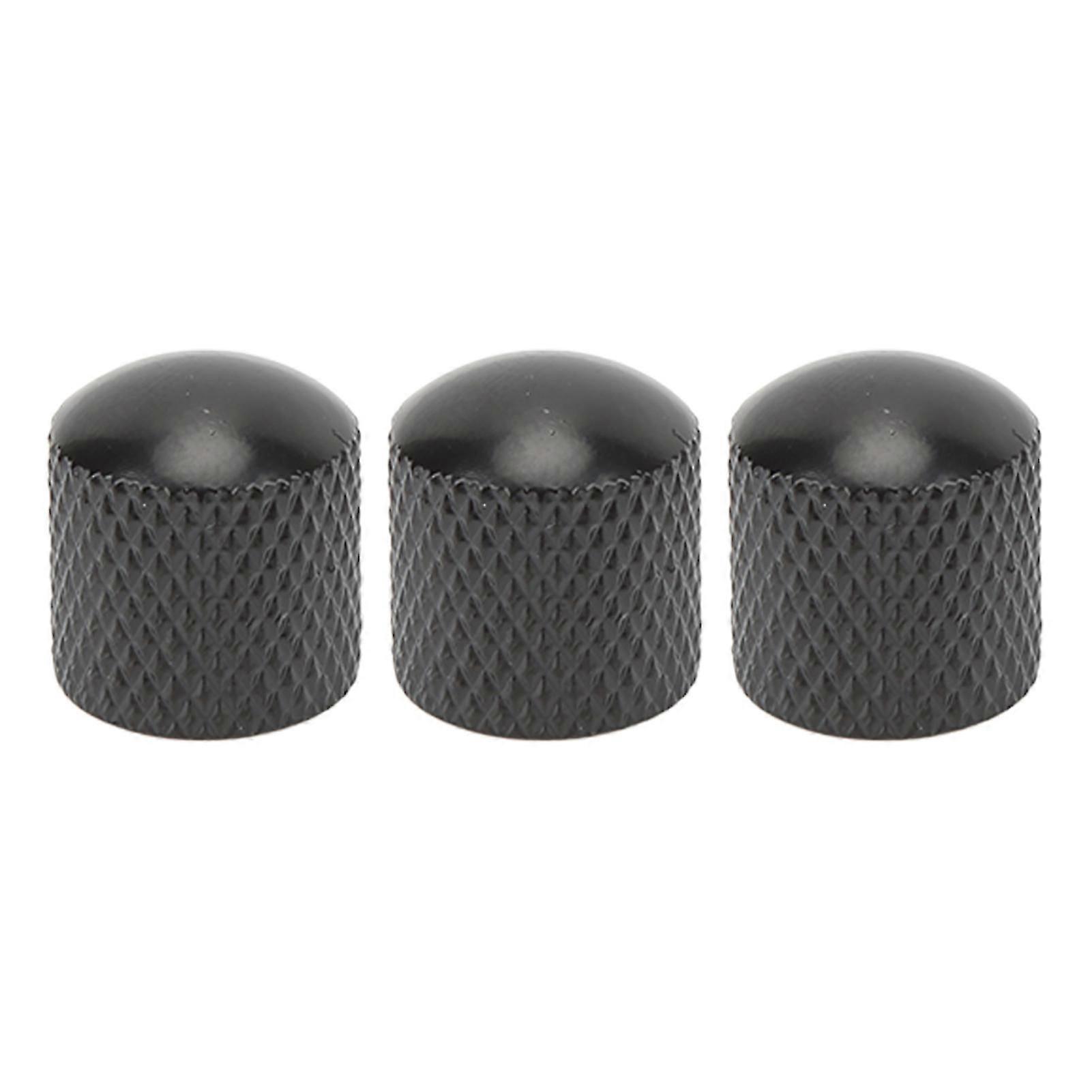 3 stk elektrisk gitarknapp utsøkt utseende solid metall universal gitarpotensiometer erstatningsknapp svart