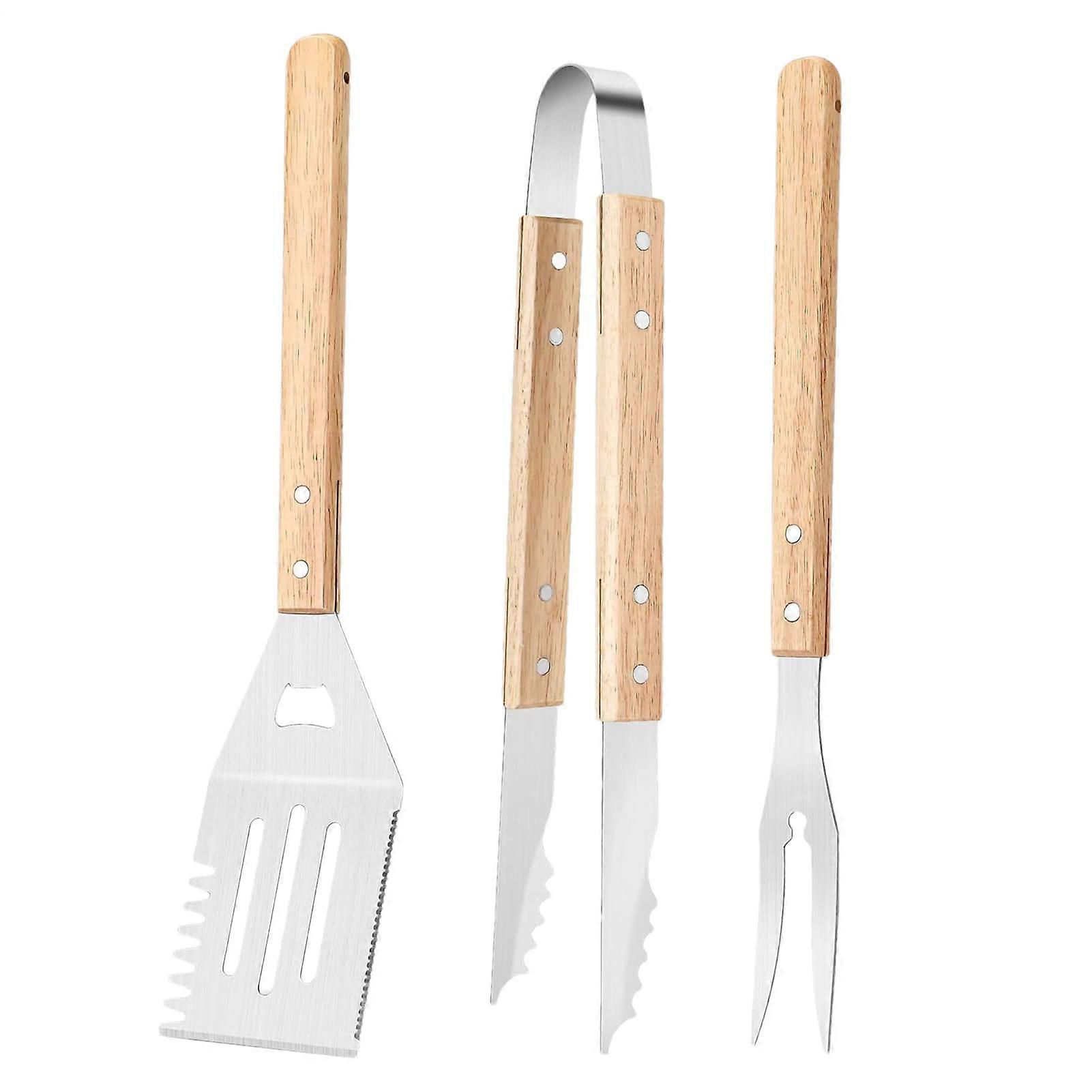Grill accessories set 3X BBQ tools with stainless handles nonslip design Ref: 8400