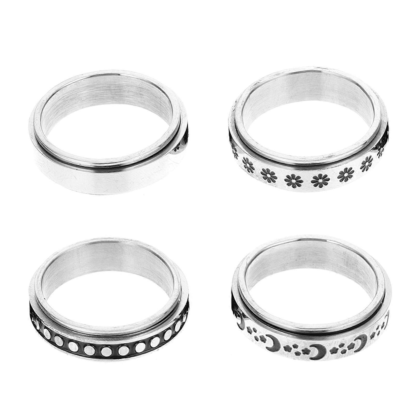 4pcs Rotatable Fidget Toy for Stress Relief – Unisex Flower Moon Design, Comfortable Wear for Dance Performances & Daily Decoration