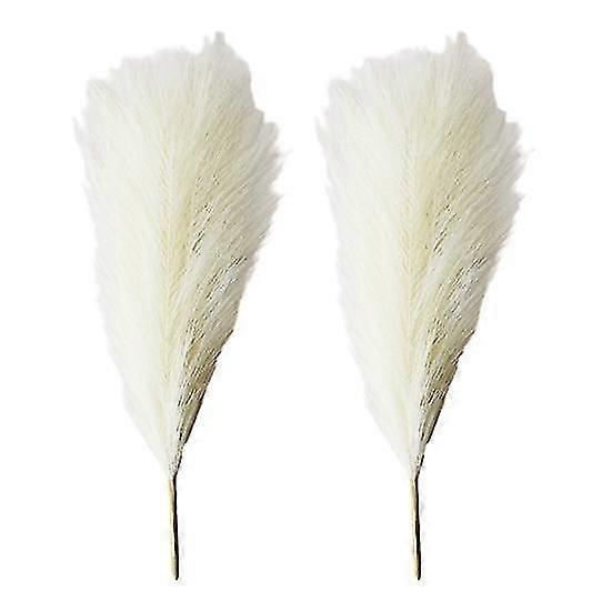 2Pcs Artificial Pampas Grass Exquisite Layout Props Faux Silk Flower No-watering Fluffy Artificial Plant for Desktop