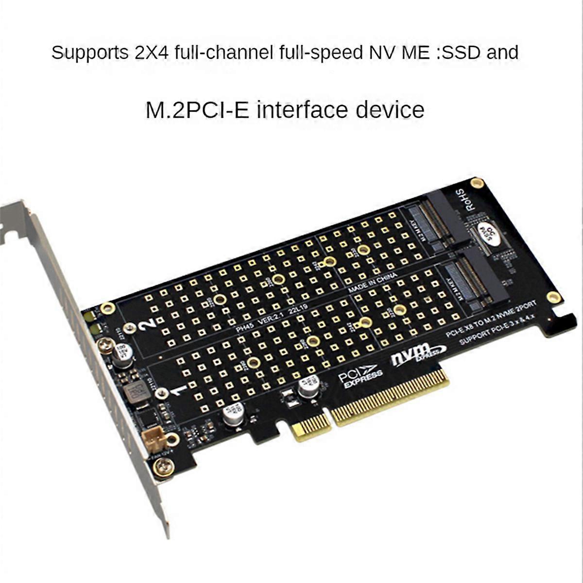 2X PCI-E X8 Double Disk Card NVME M.2 M KEY SSD Expansion Adapter Extended Dual NVME PCI-E X8 Split