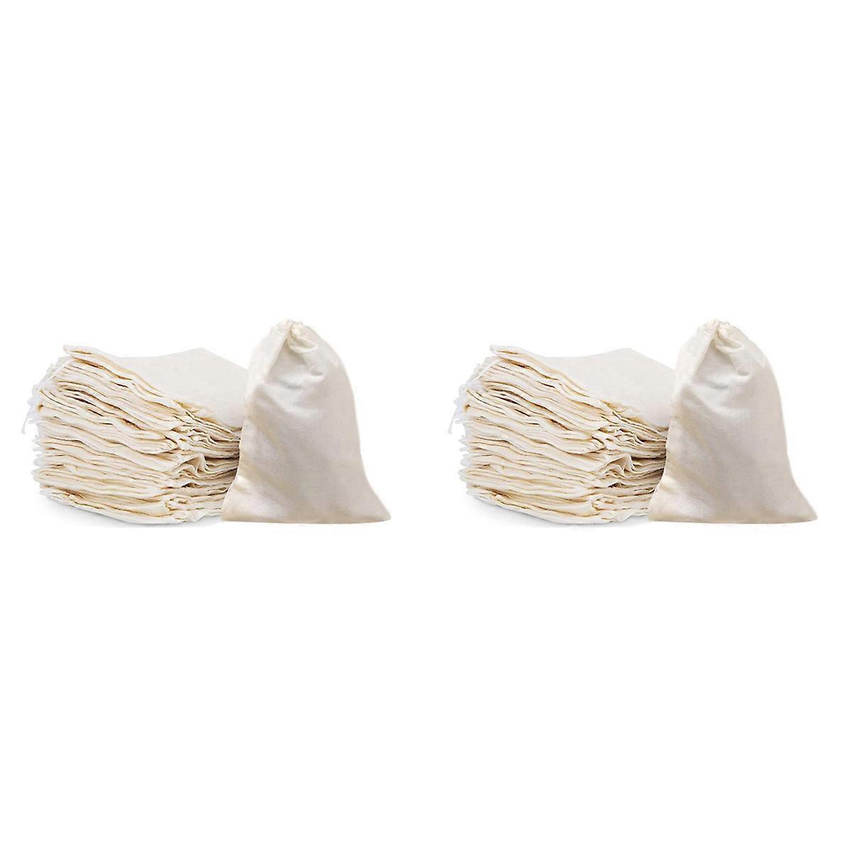 50 Pcs 4 x 6 Inches Cotton Muslin Bags, Reusable Drawstring Bags