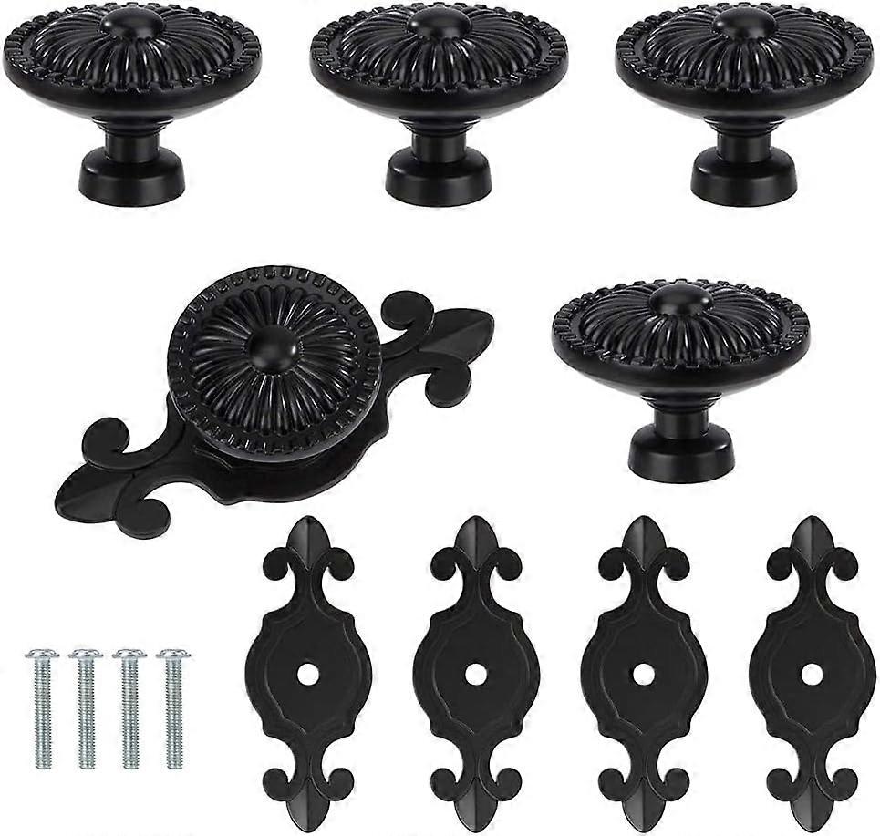 Drawer Knobs, 5 Pieces Furniture Knobs, Round Drawer Knobs, Door Knobs, Cabinet Knobs (Black) (AAA)