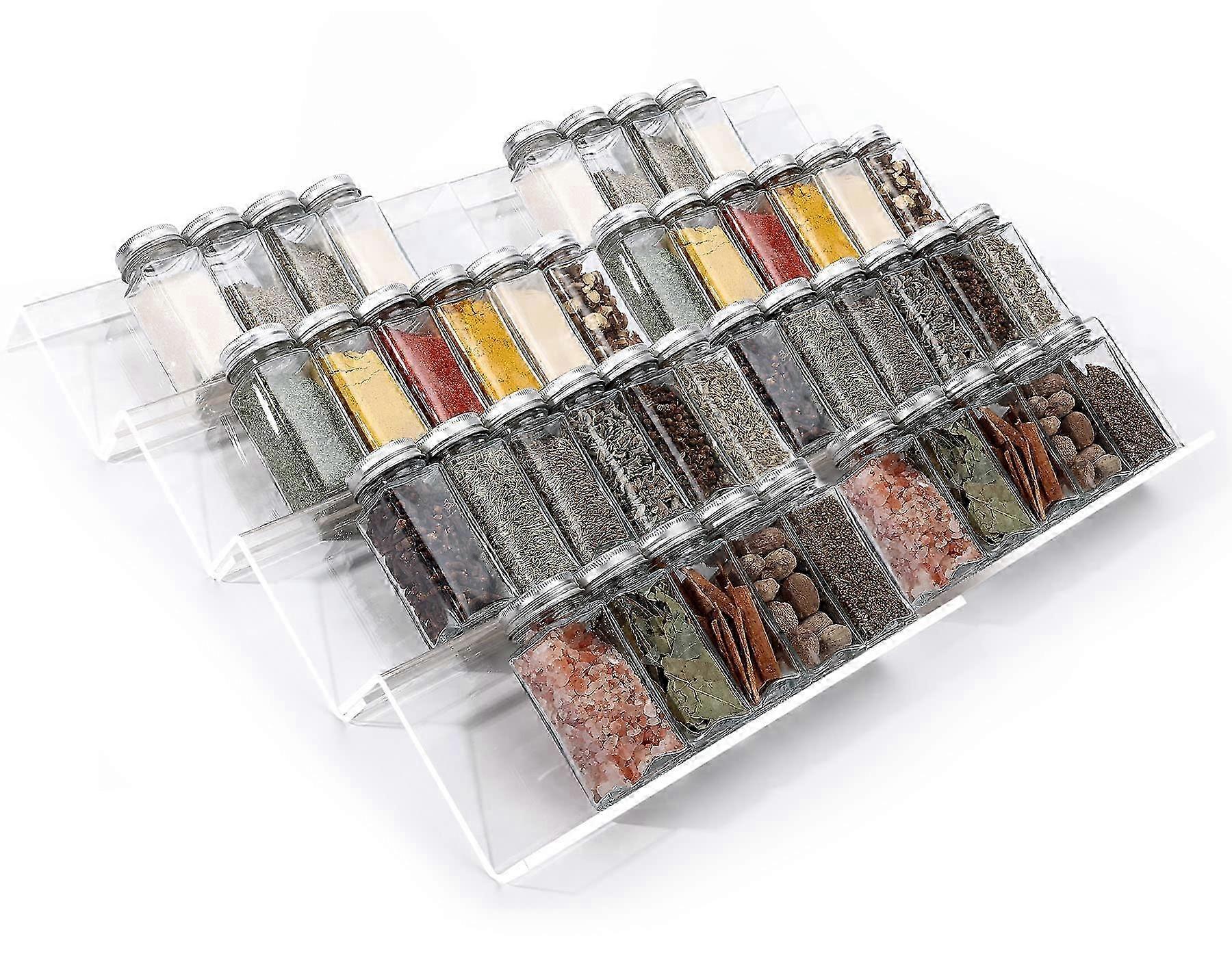 2 Sets Clear Acrylic Spice Drawer Organizer for Countertop Expandable from 9'' to 18''