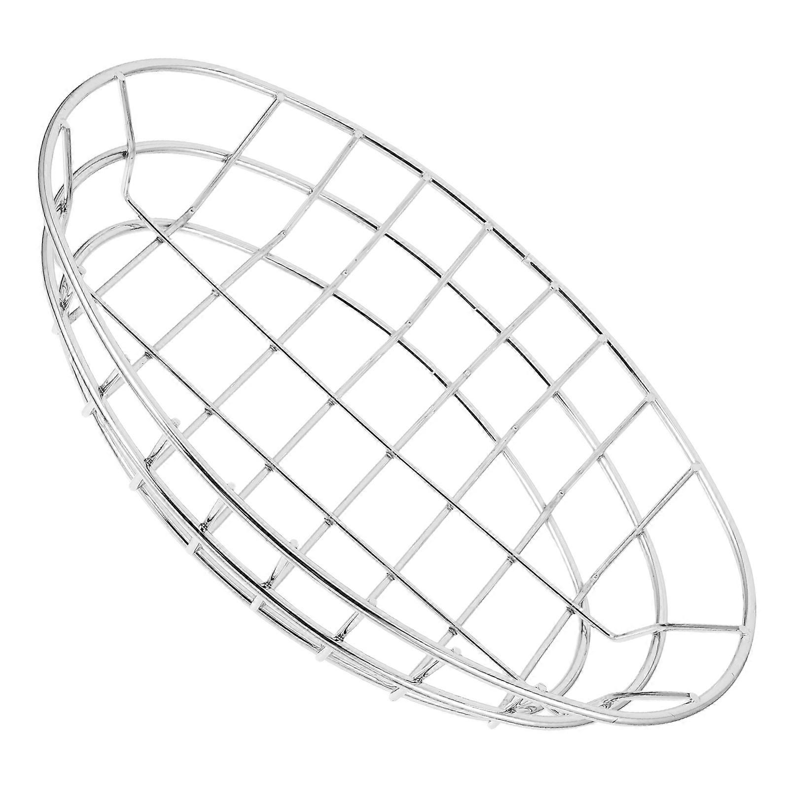 Silver Oval Shaped Wire Snack Container for French Fries Hot Dogs Decorative Metal Fruit Bowl Sandwich Serving Basket 1 Set