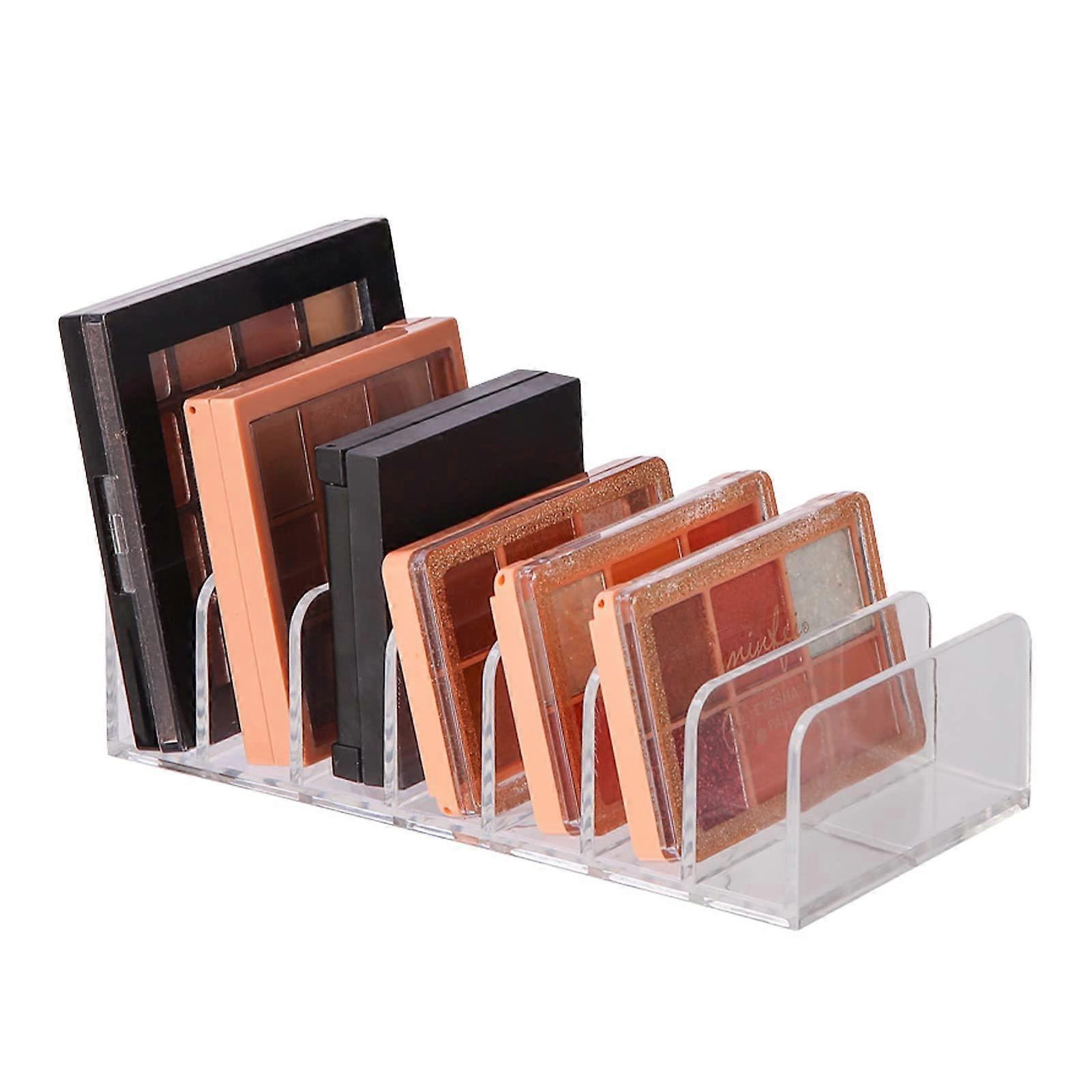 Acrylic Makeup Organiser - 7-Piece Eyeshadow Palette Holder for Blushes and Compacts, Seven Grid Design for Bathroom and Vanity Use