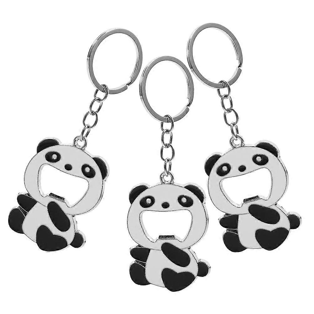 Compact Bottle Opener Keychain Cute Panda For Soda And Home Use 3Pcs