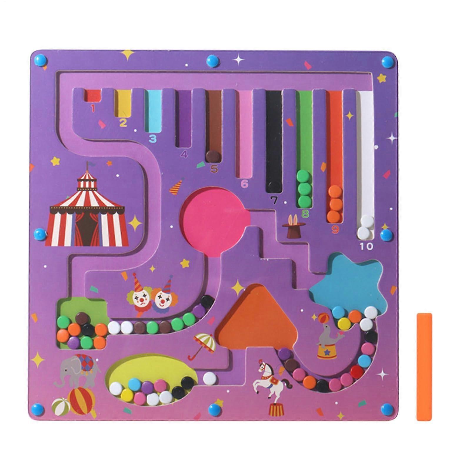 Magnetic Number Maze, Wooden Counting Toy, Colorful Learning Puzzle for Kids