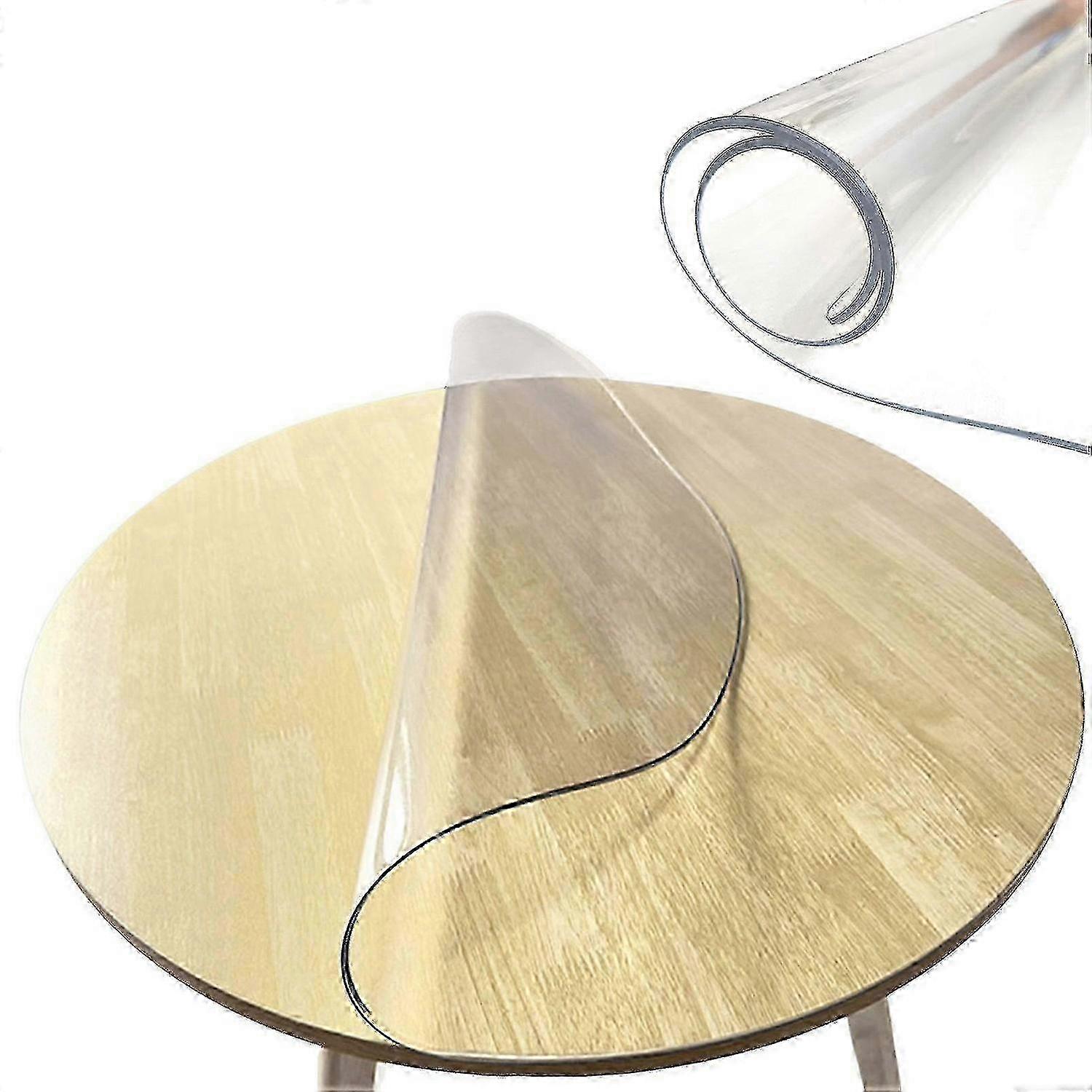 5 Sizes Clear PVC Table Cover Protector Round Tablecloth 2.0mm Thick Desk Pad Mat Waterproof