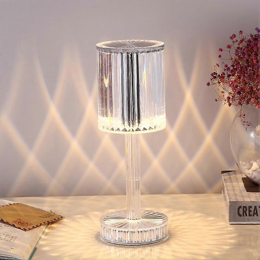 LED Battery Wireless Crystal Table Lamp, Creative Touch Dimmable USB Charging Bedside Light 3 Colors