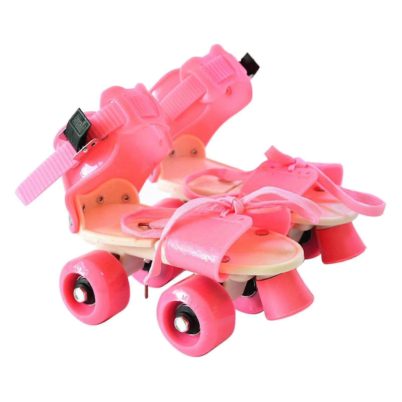 Adjustable Inline Skates for Infants Double Row ABS Beginner Roller Skates for Son Brother Sister Pink