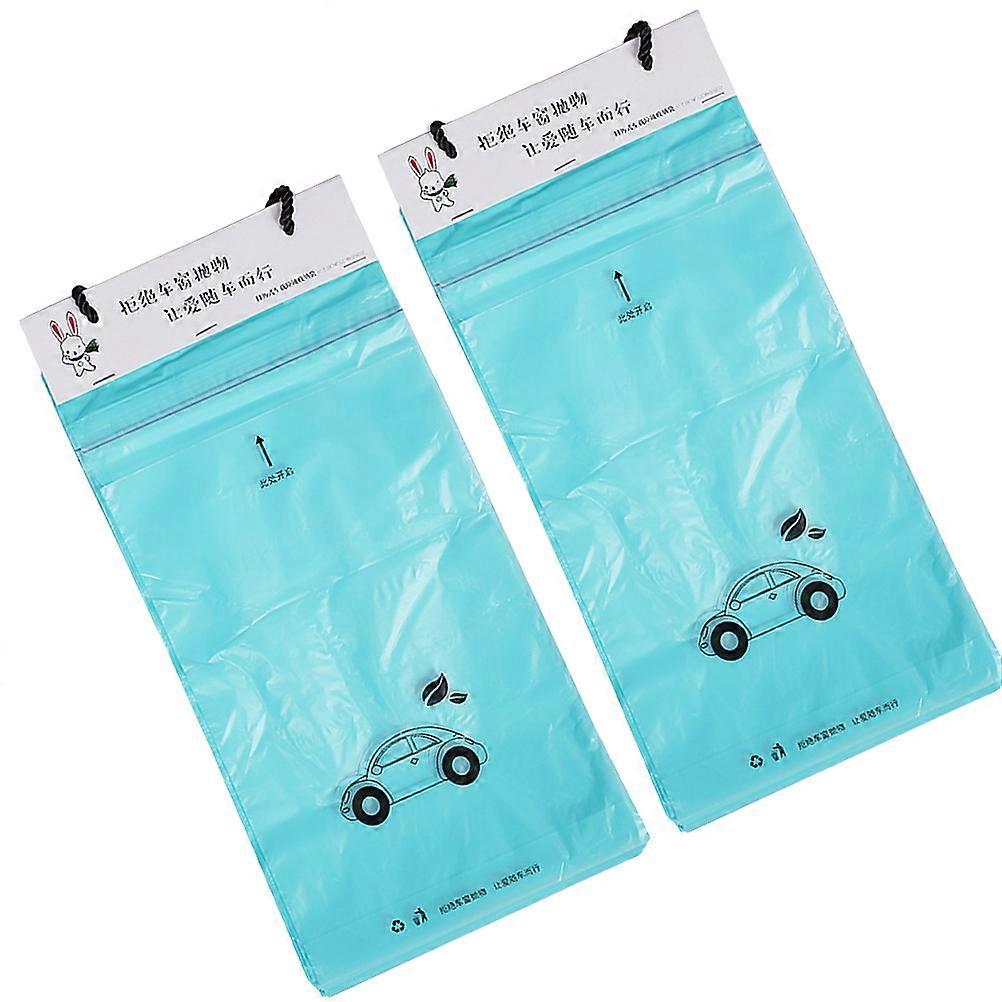 Hanging Car Trash Bag Blue 40x18x0.1cm Load-bearing PE Material 100pcs in 2 Sets