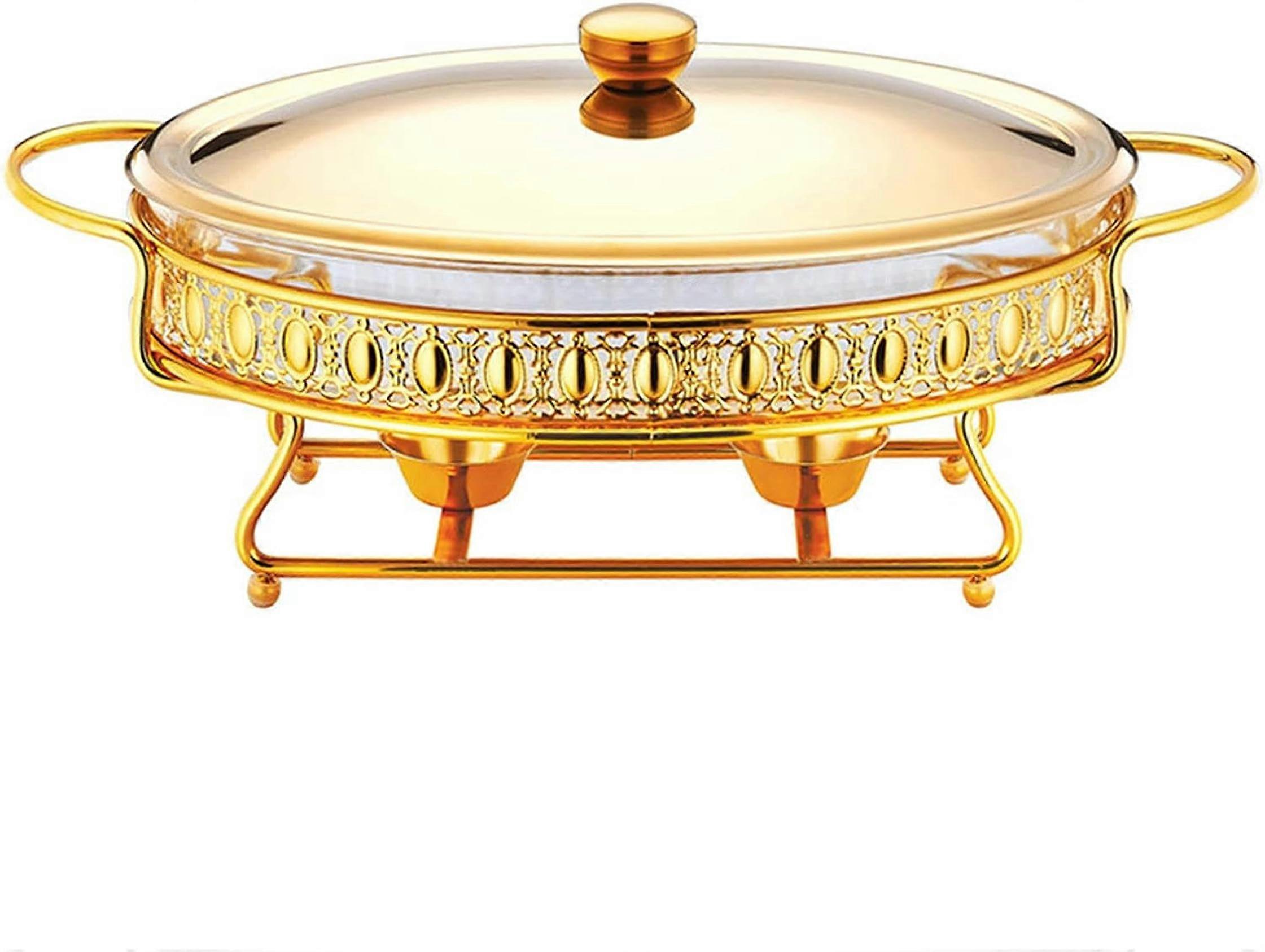 Buffet Pot, Glass, Spirit Cooker, Small Chafing Dish, Solid Fuel Boiler, 3000 ml