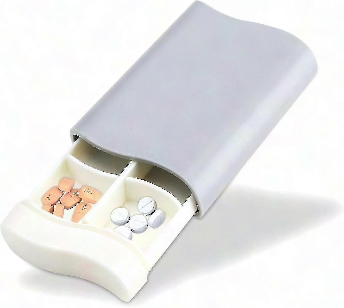 Portable Pill Organizer Box with Detachable Baffle