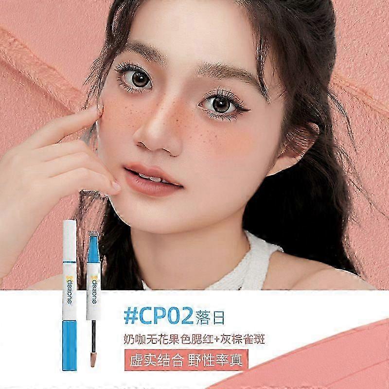Freckle Blush Pen for Natural Lifelike Faux Freckle, Freckle Stain&Blusher 2 in 1 for Sunkissed Makeup, Waterproof Fake Freckles Stamp Marker with Puf