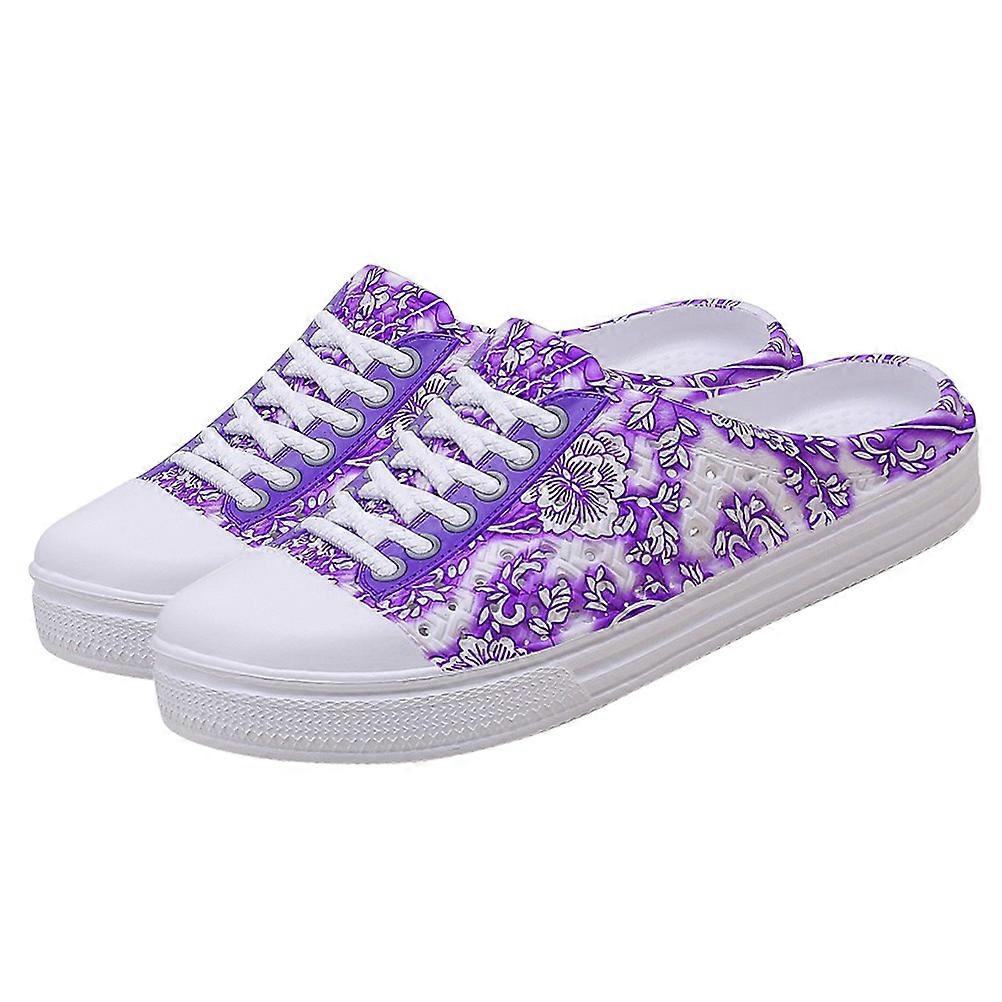 Lady Slippers Comfortable Beach Shoes Women Hollowed-out Beach Slippers Lightweight 40 Purple 1 Pair