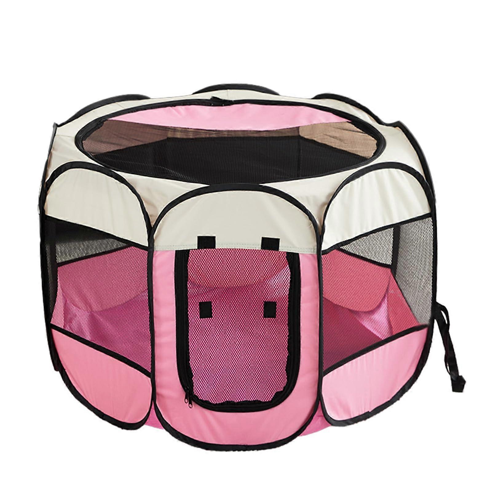 Portable Pet Play Pen, Foldable, Removable Oxford Fabric Dog Crate with Zip, Cute Cat Fence for Small Pets, Portable Octagonal Cage with Waterproof.
