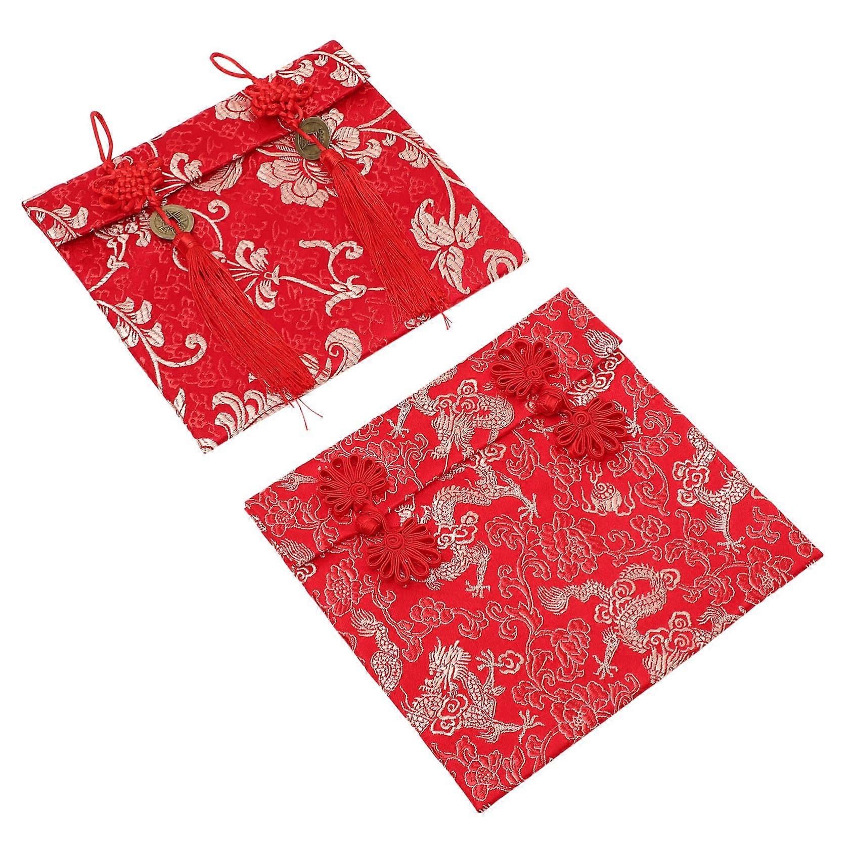 Hongbao Red Envelopes for Wedding, Unusual Envelopes for Money, Retro Money Gift Cash Packages, Red Package Hongbao Gift Card Envelope (Pack of 2)