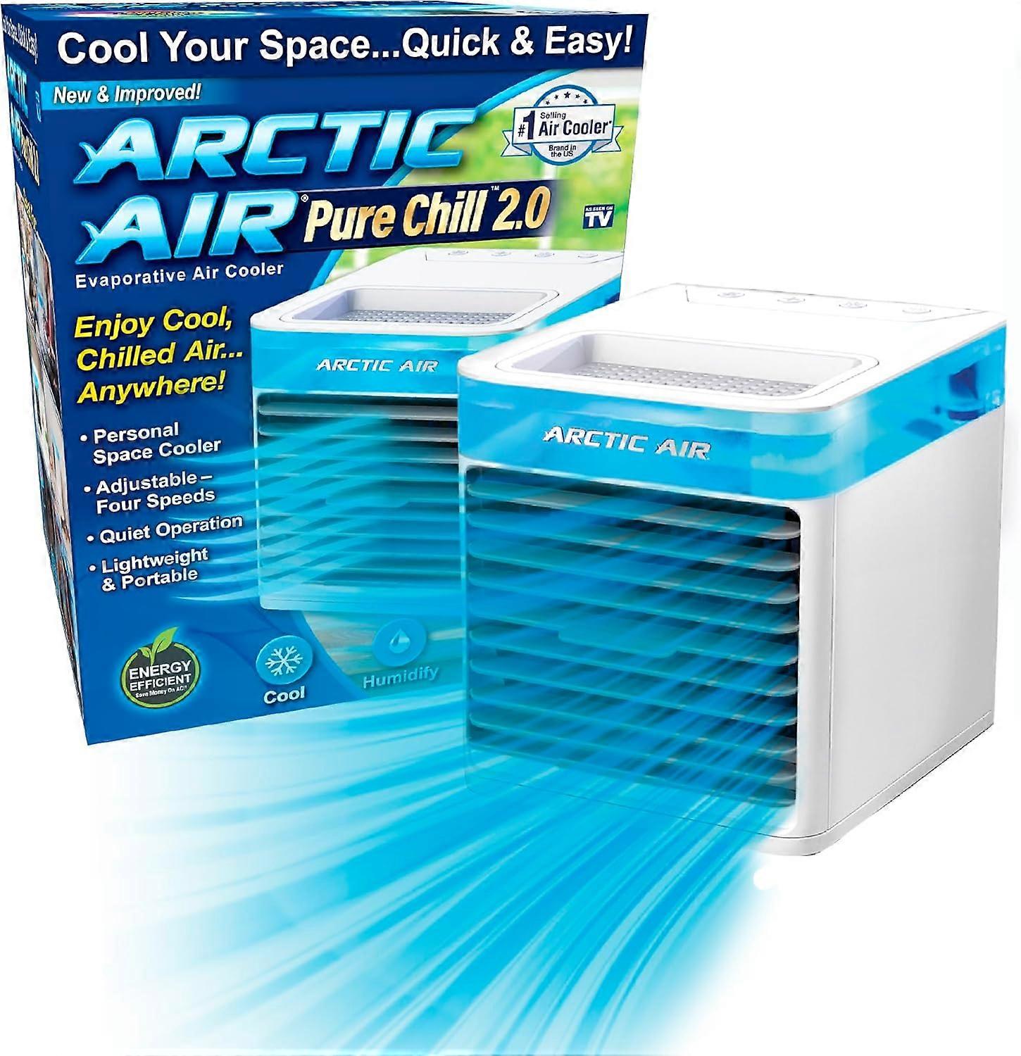 Pure Chill 2.0 Evaporative Air Cooler by Ontel - Powerful, Quiet, Lightweight and Portable Space Cooler with Hydro-Chill Techn