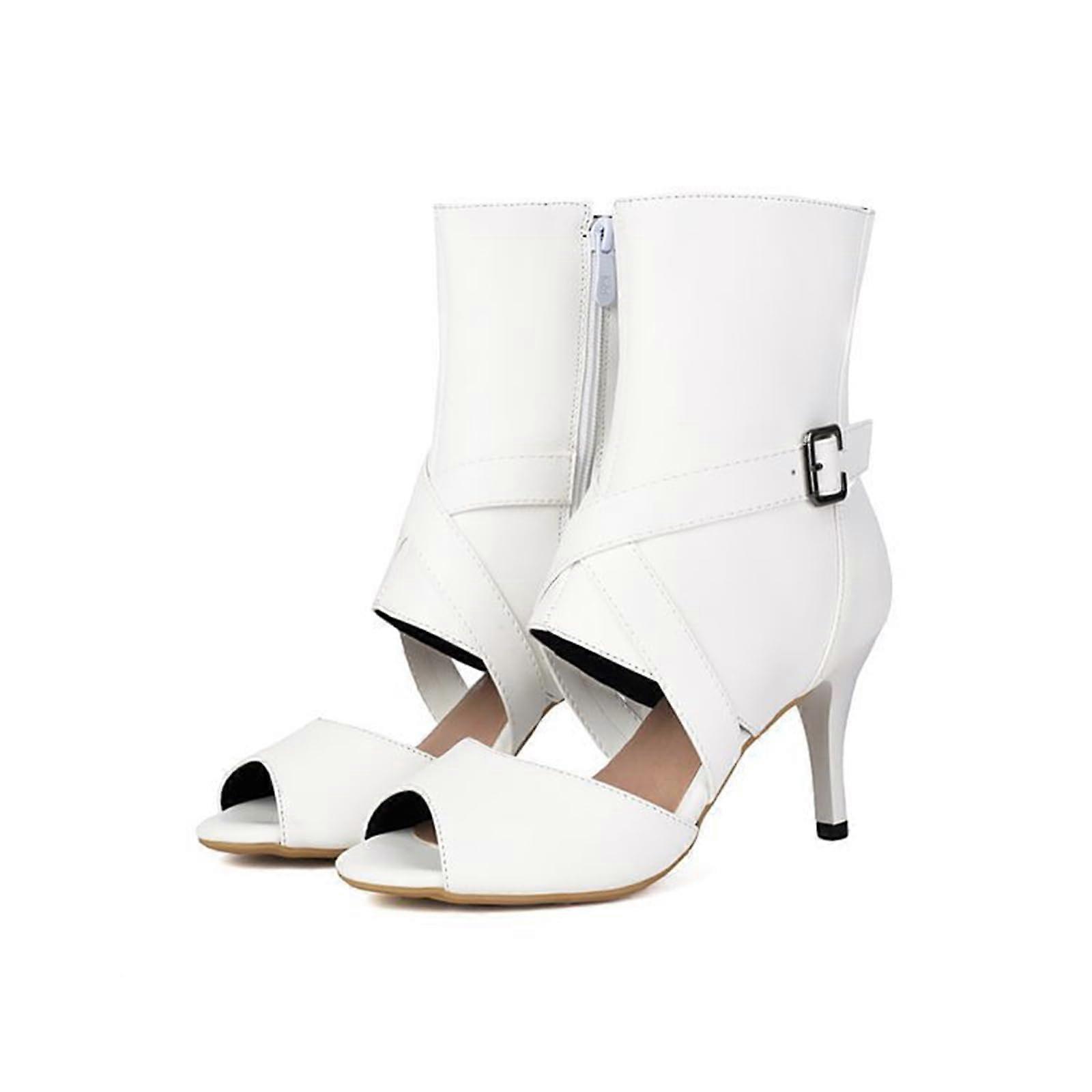 Women's Sandals 8 cm Heel With Open Zip Hollowed High Heels White EU Size 35 Formal Party Wear