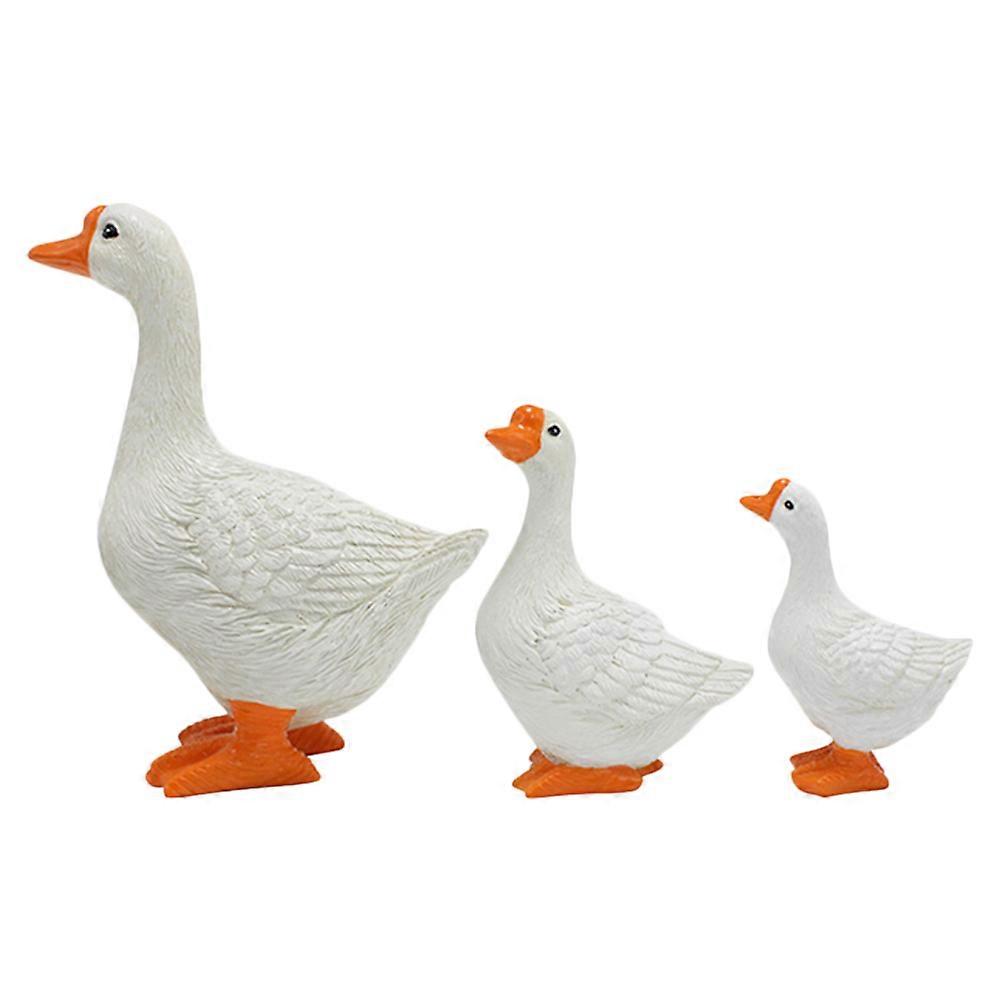 3pcs Resin Goose Figurines Garden Animal Statues Miniature Decor for Lawn Desktop Balcony – Fine Workmanship Unique Design
